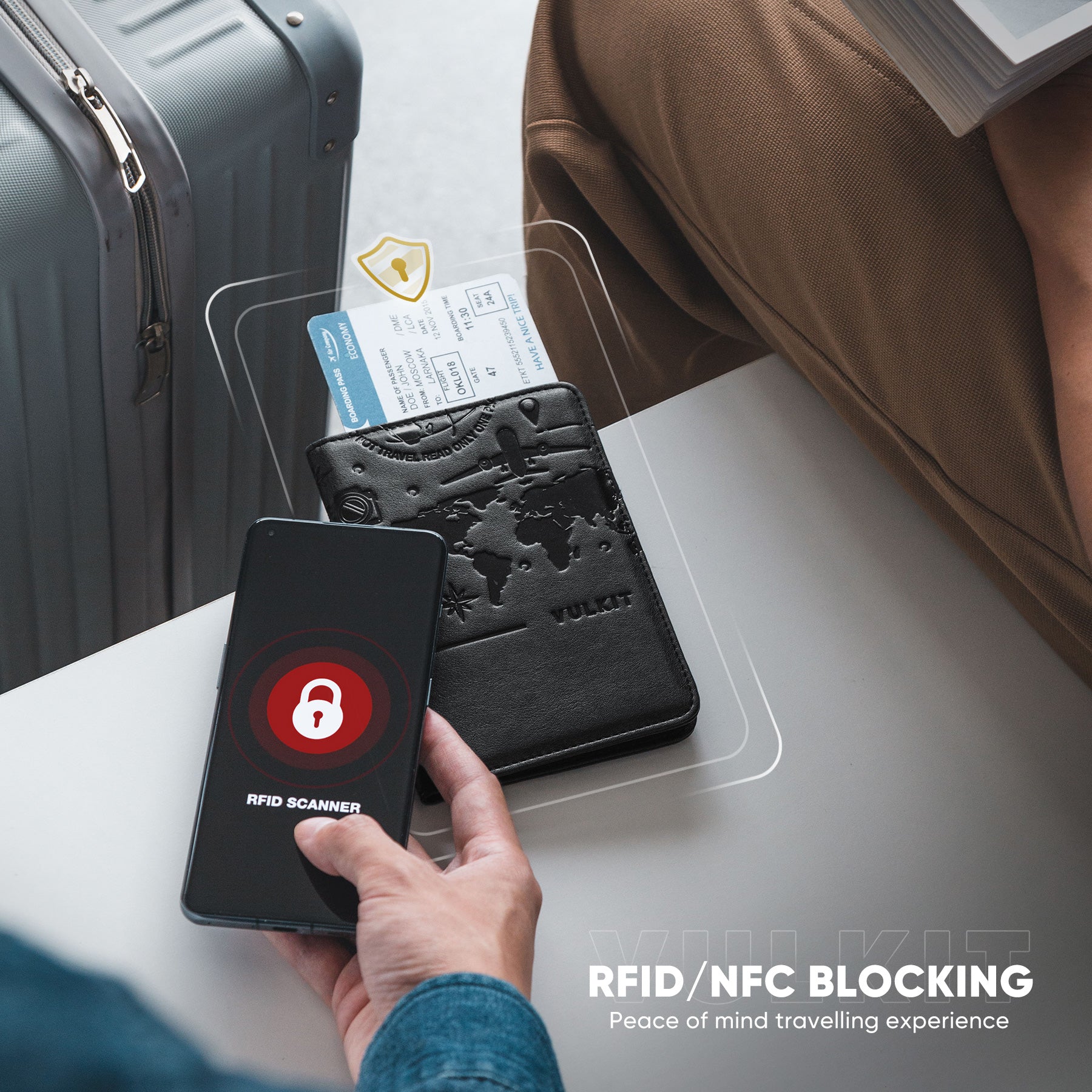 Premium VPW102 RFID Blocking Passport Holder with Secure Magnetic Closure - Travel Organizer for Men & Women - Perfect for Airports, Vacations & Business Trips