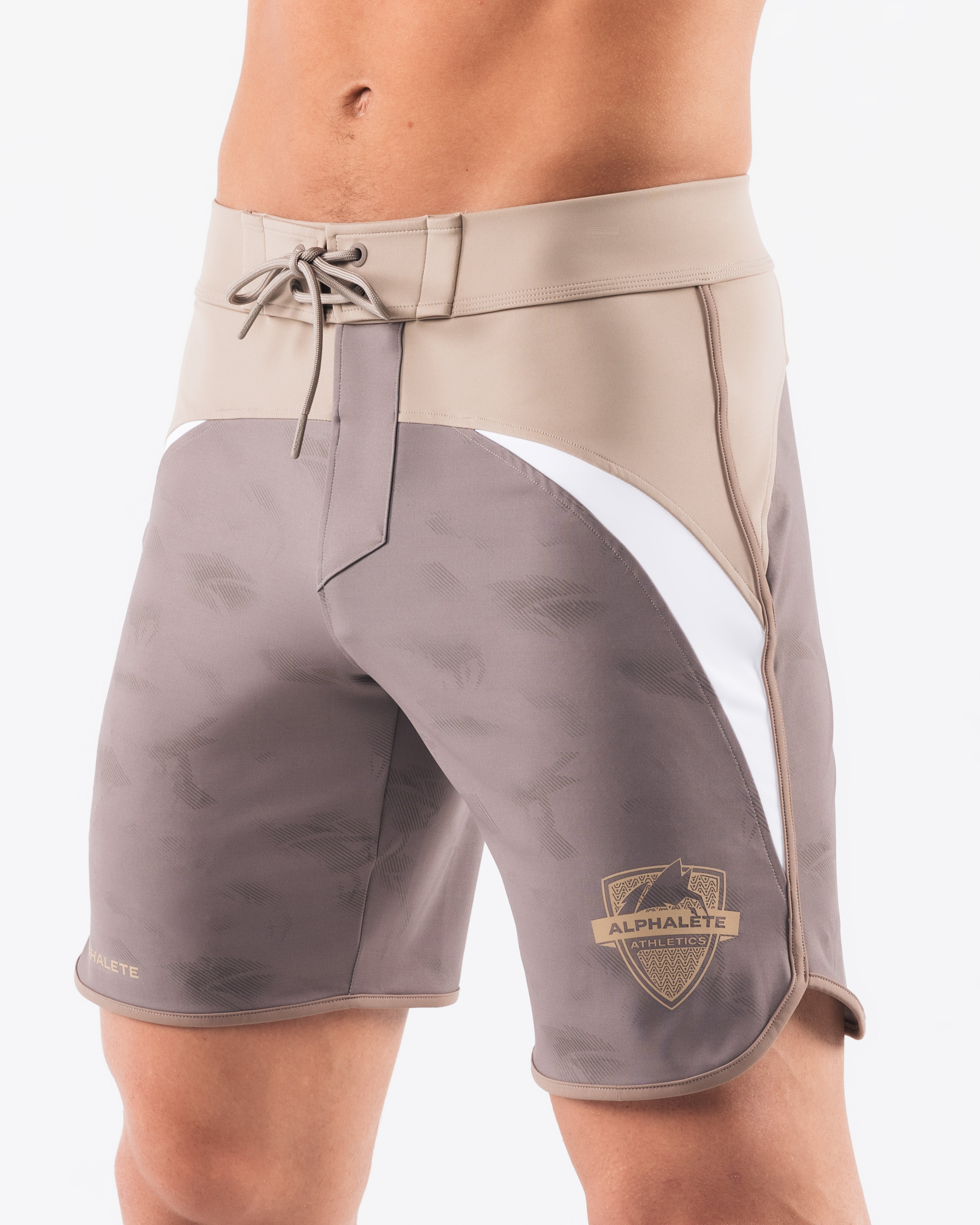 Premium Crescent Boardshorts for Men - Mocha Pebble Swim Trunks - Quick Dry, Comfortable & Stylish for Beach, Pool & Surfing