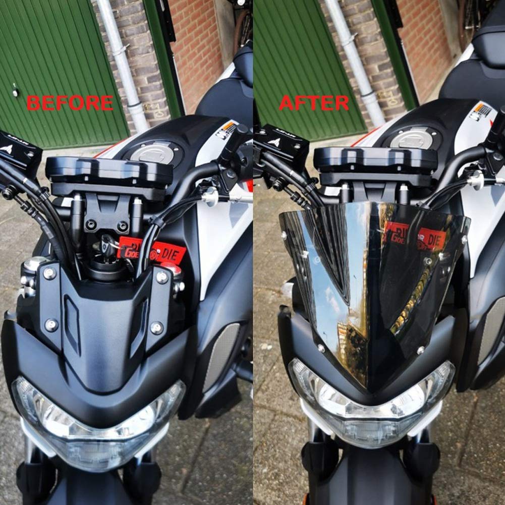 YAMAHA MT-07 FZ-07 Motorcycle Windshield Windscreen (2014-2020) - Durable Wind Deflector for MT07 FZ07 Motorcycles | Perfect for Highway Riding & Weather Protection