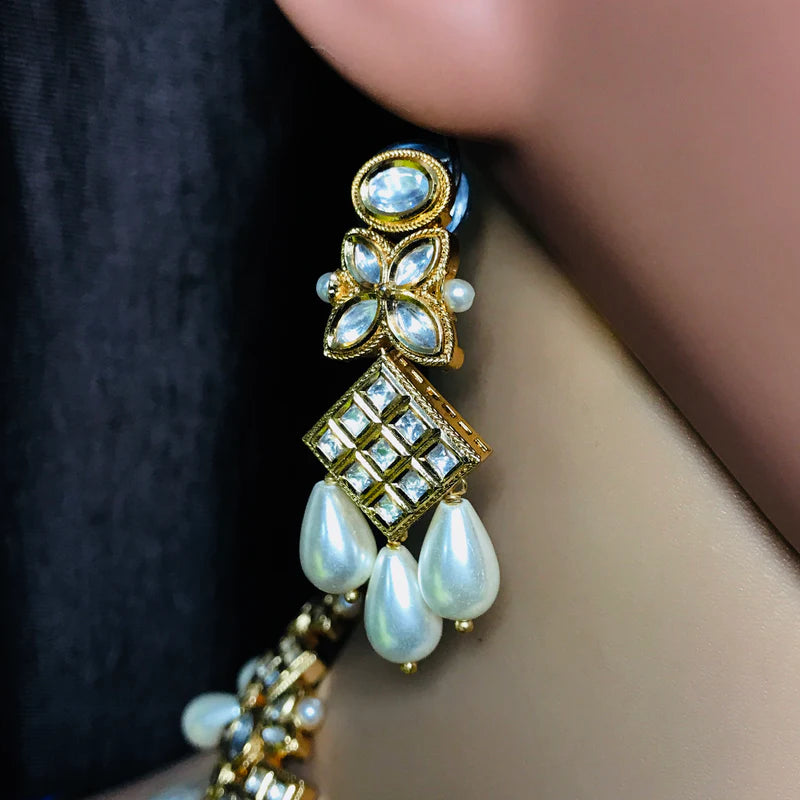 Luxury Gold Plated Royal Kundan Necklace and Earrings Set | Indian Bridal Jewelry | Perfect for Weddings, Parties & Special Occasions
