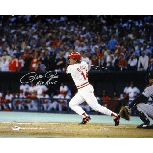 Pete Rose Autographed 16x20 Framed Photo with PSA/DNA COA - Signed 'Hit King' Cincinnati Reds Memorabilia - Perfect for Baseball Fans, Man Cave Decor & Sports Collectors
