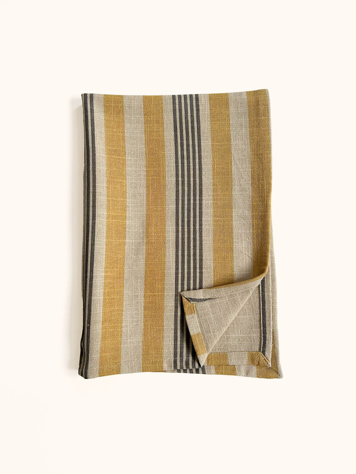 Jaipur Stripe Tea Towel - Premium Cotton Kitchen Towel for Drying Dishes & Decor - Indian Yellow Handmade Towel - Perfect for Kitchen, Hostess Gifts & Home Decor