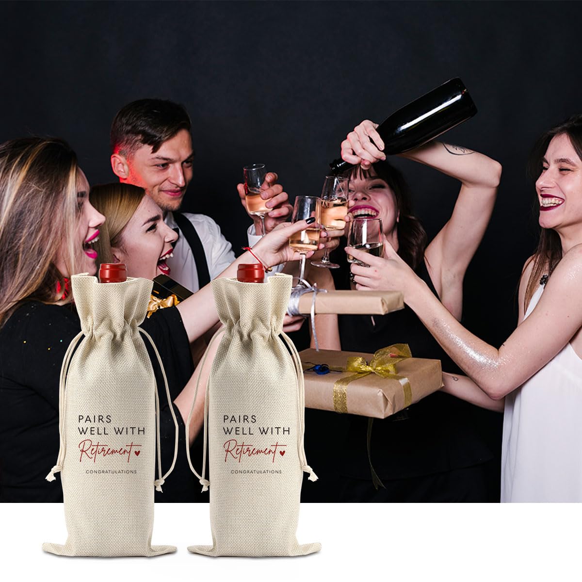 XFW 1Pcs Elegant Retirement Wine Gift Bag - Perfect Retirement Gift for Women & Men, Coworkers Farewell Present, Boss Going Away Gift - Ideal for Retirement Parties, Office Celebrations & Special Occasions