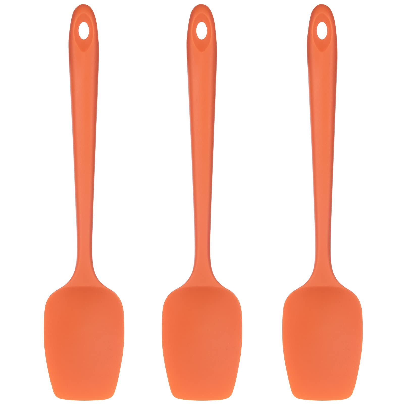 U-Taste High Heat Resistant Silicone Spoon Spatula Set - 600°F Food Grade Flexible Rubber Scrapers - 3-Piece Nonstick Kitchen Utensils for Cooking, Mixing & Baking (Orange) - Perfect for Cake Decorating, Cookie Dough & Pancake Flipping