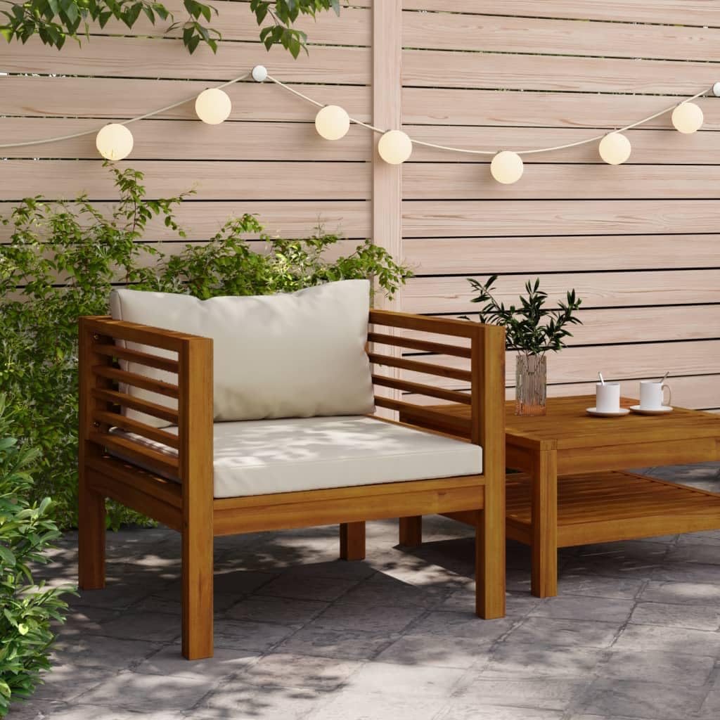 vidaXL Patio Chair with Cushions - Solid Acacia Wood Outdoor Garden Chair with Rope Design - Rustic Style for Lawn, Backyard, Porch & Patio - Perfect for Relaxing, Entertaining & Outdoor Dining