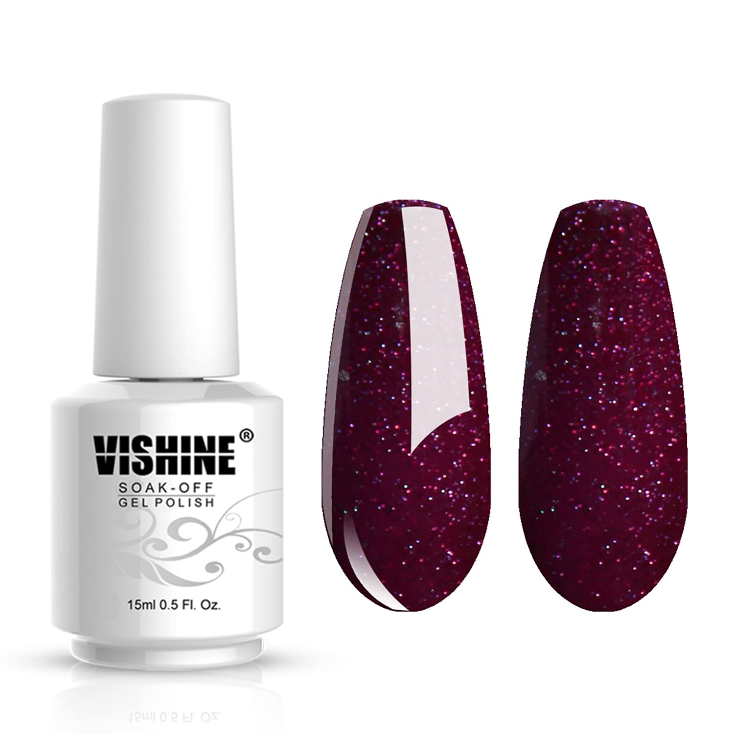 Vishine UV Gel Nail Polish - Dark Magenta Pearl (735) | Soak Off Gel Manicure Kit for Salon & Home Use | Long Lasting Nail Art Design for Parties, Weddings & Special Occasions
