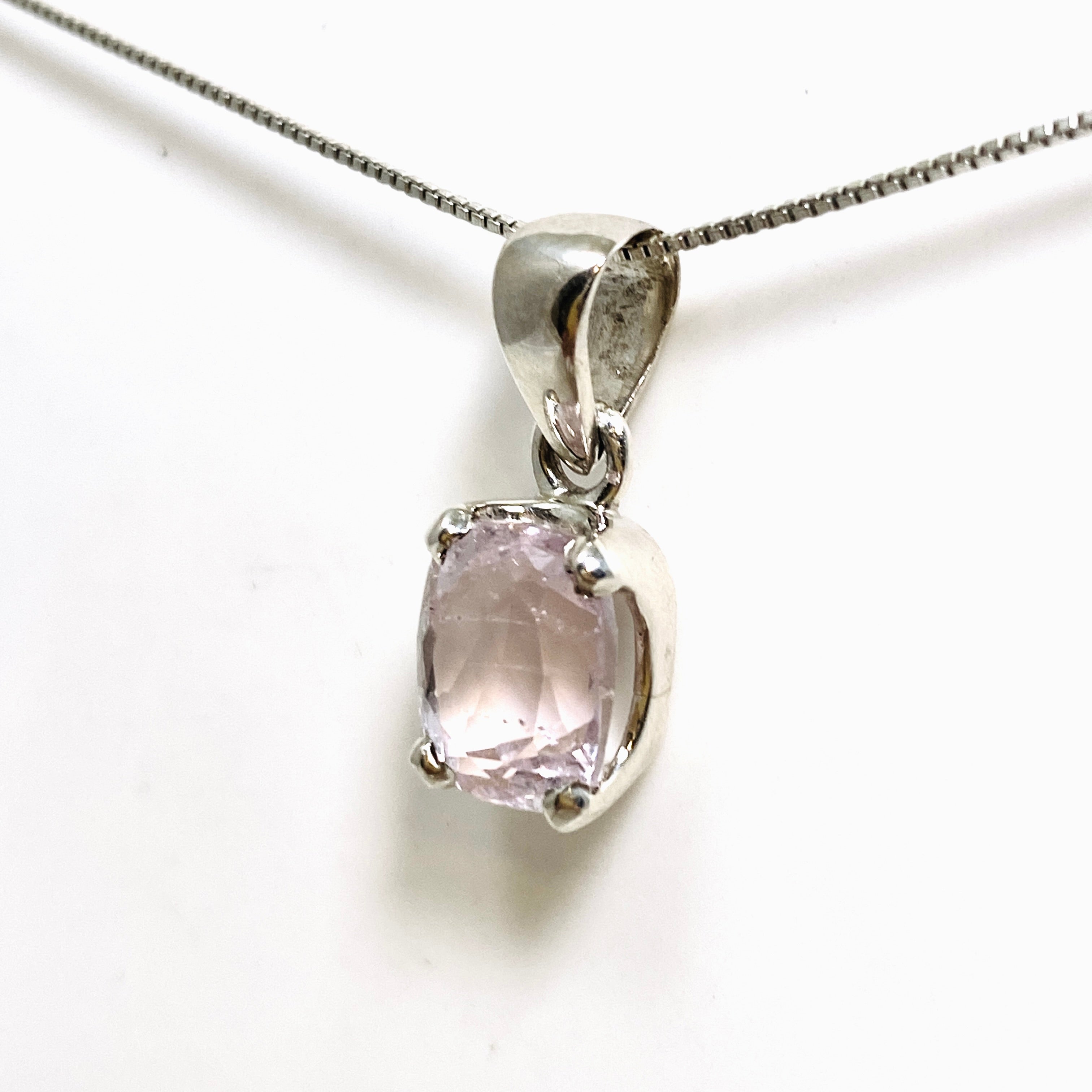 Kunzite Rectangular Faceted Pendant Necklace - PPGJ880 | Elegant Jewelry for Women, Perfect for Weddings, Parties & Special Occasions