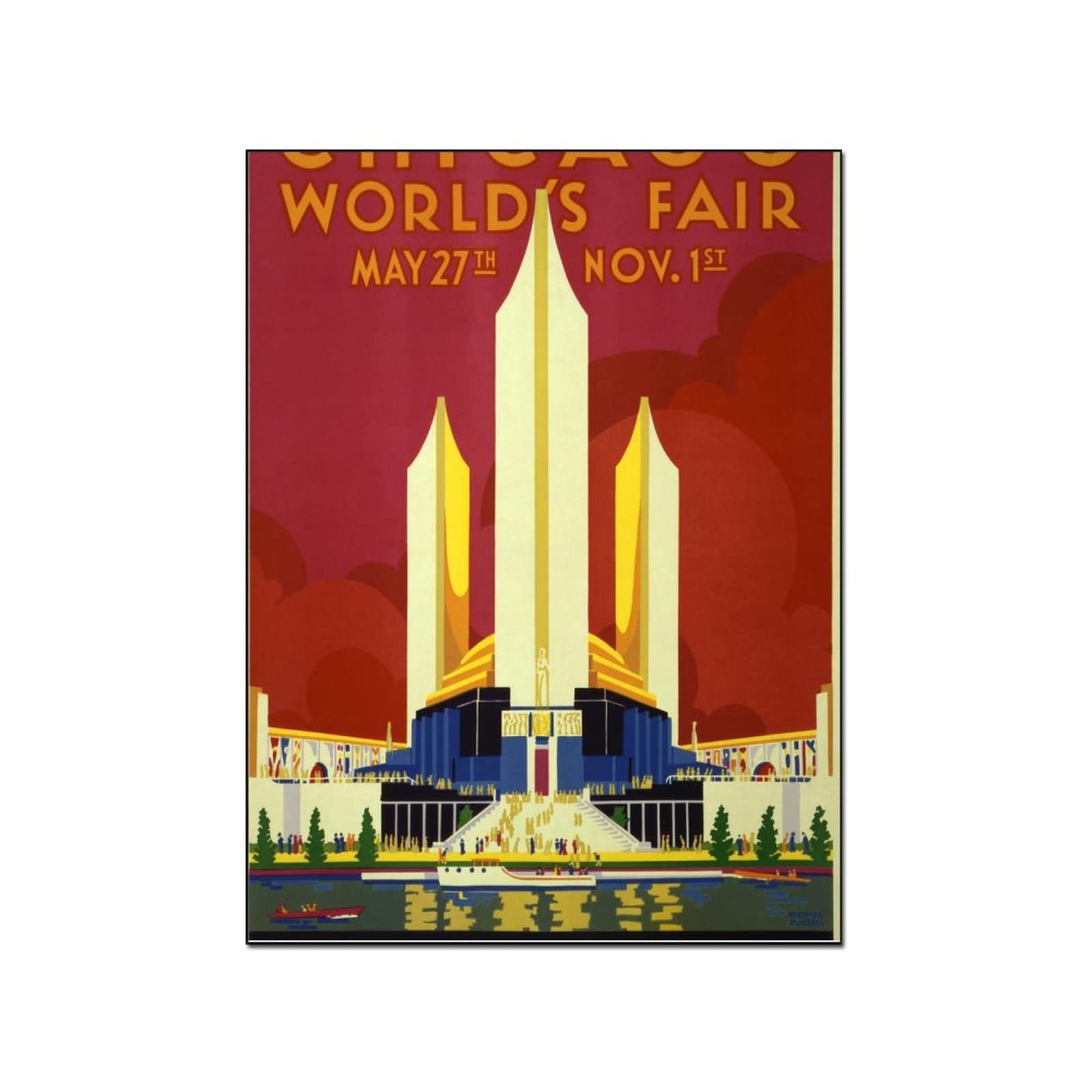 Vintage Chicago World's Fair Canvas Art Print - 24x32 Inch (60x80cm) Wall Decor Poster for Living Room & Bedroom - Perfect for Home, Office, and Gift Giving