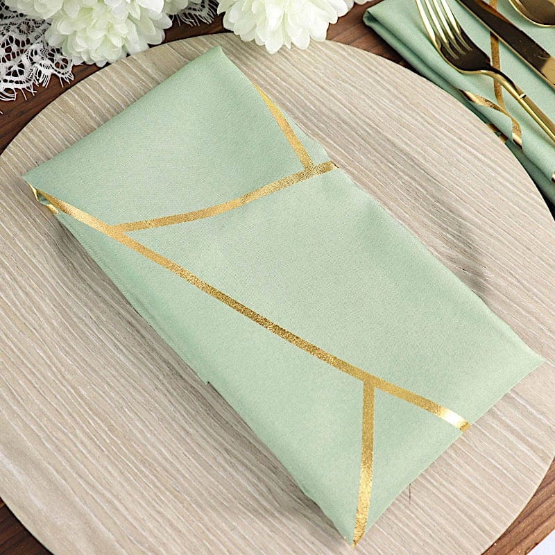 5-Pack 20x20 Inch Polyester Dinner Napkins with Metallic Geometric Design - Elegant Table Setting for Weddings, Parties & Formal Dining
