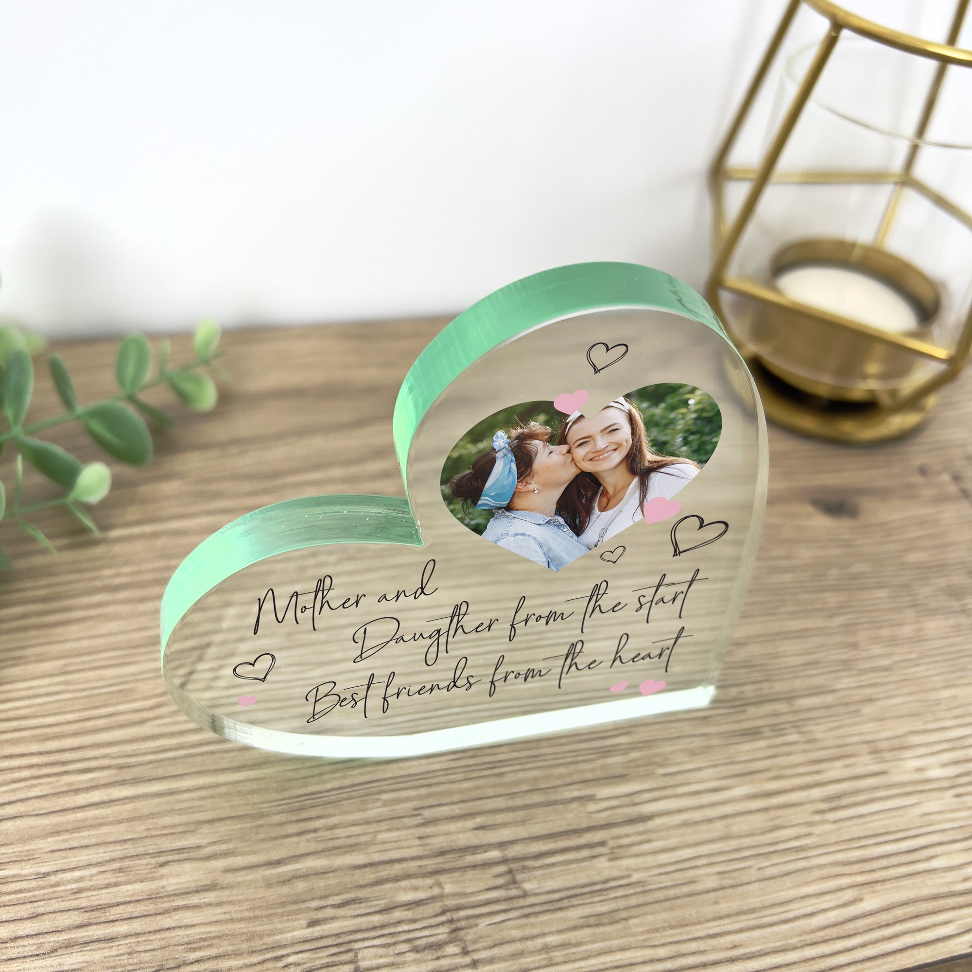 Personalized Mother Daughter Son Best Friends Photo Acrylic Heart Keepsake - Perfect for Birthday Gifts, Anniversary Presents & Home Decor