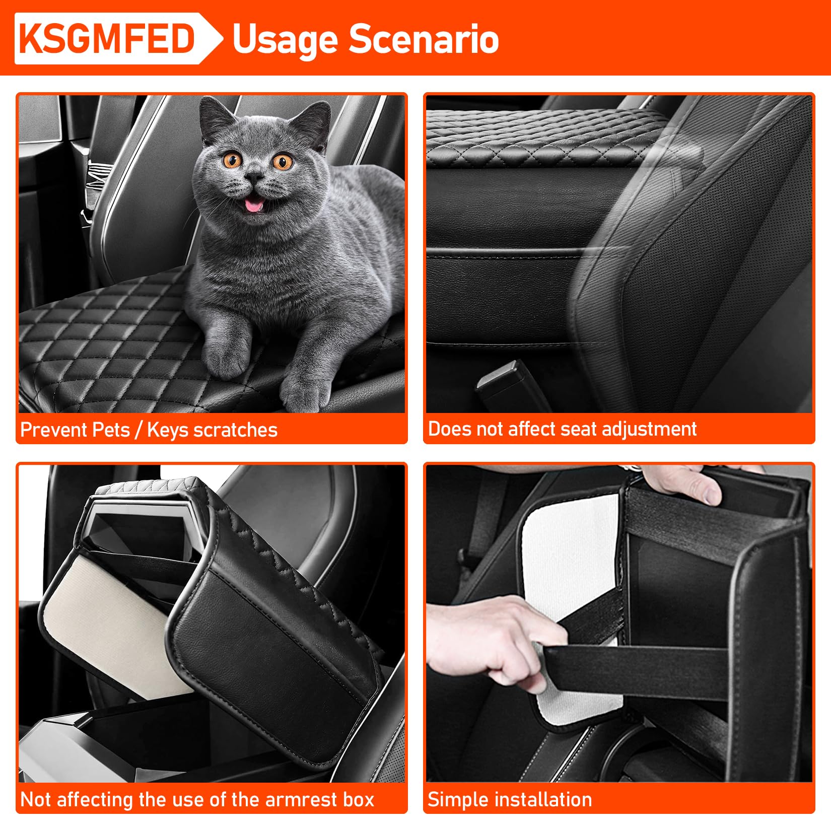 Premium Leather Console Armrest Cover with Side Pockets for Tesla Cybertruck 2023-2024 - Anti-Scratch Protector & Interior Accessory for Comfortable Driving Experience