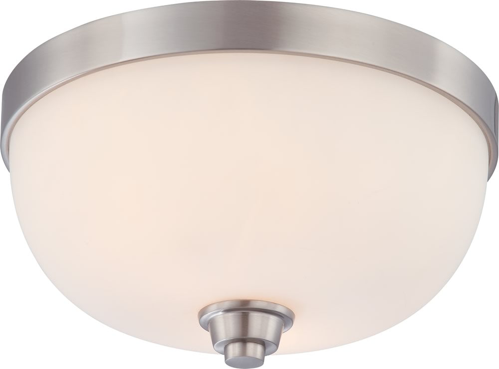 13W Helium 2 Light Flush Mount Ceiling Fixture - Brushed Nickel Finish - Perfect for Bedroom, Hallway & Low Ceiling Spaces
