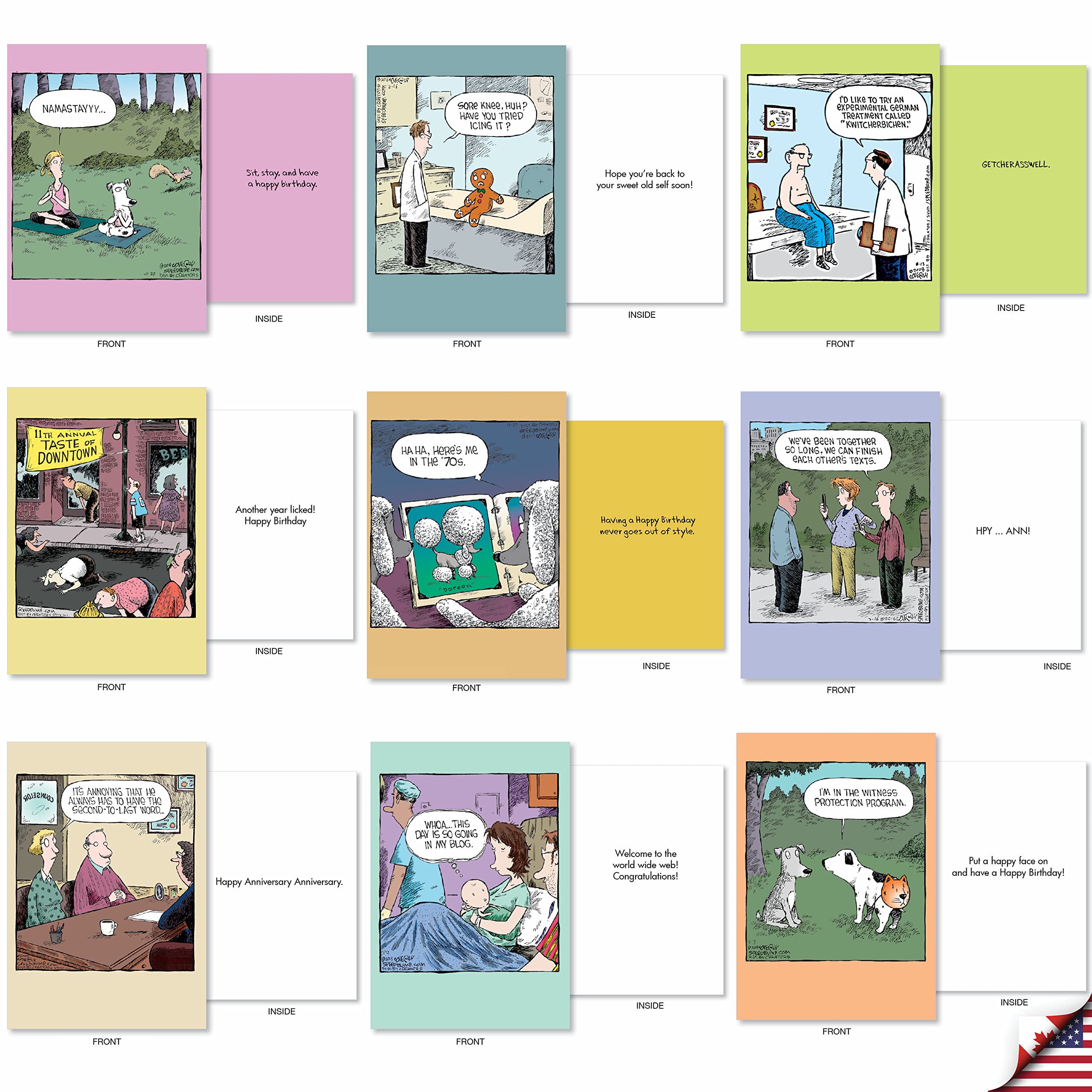 Funny Mixed Occasion Greeting Cards Set - 36 Designs with Envelopes for Birthday, Get Well & Friendship - Perfect for Parties & Gifts