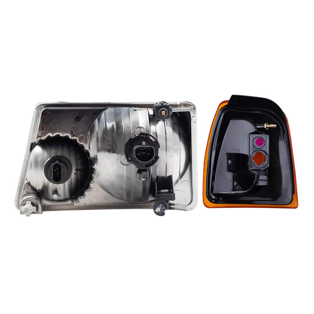 Brock Replacement Headlights with Park Signals for 2001-2005 Ford Ranger Pickup Truck - Complete Headlight Assembly with Parking Lights - Perfect for Night Driving & Off-Road Adventures