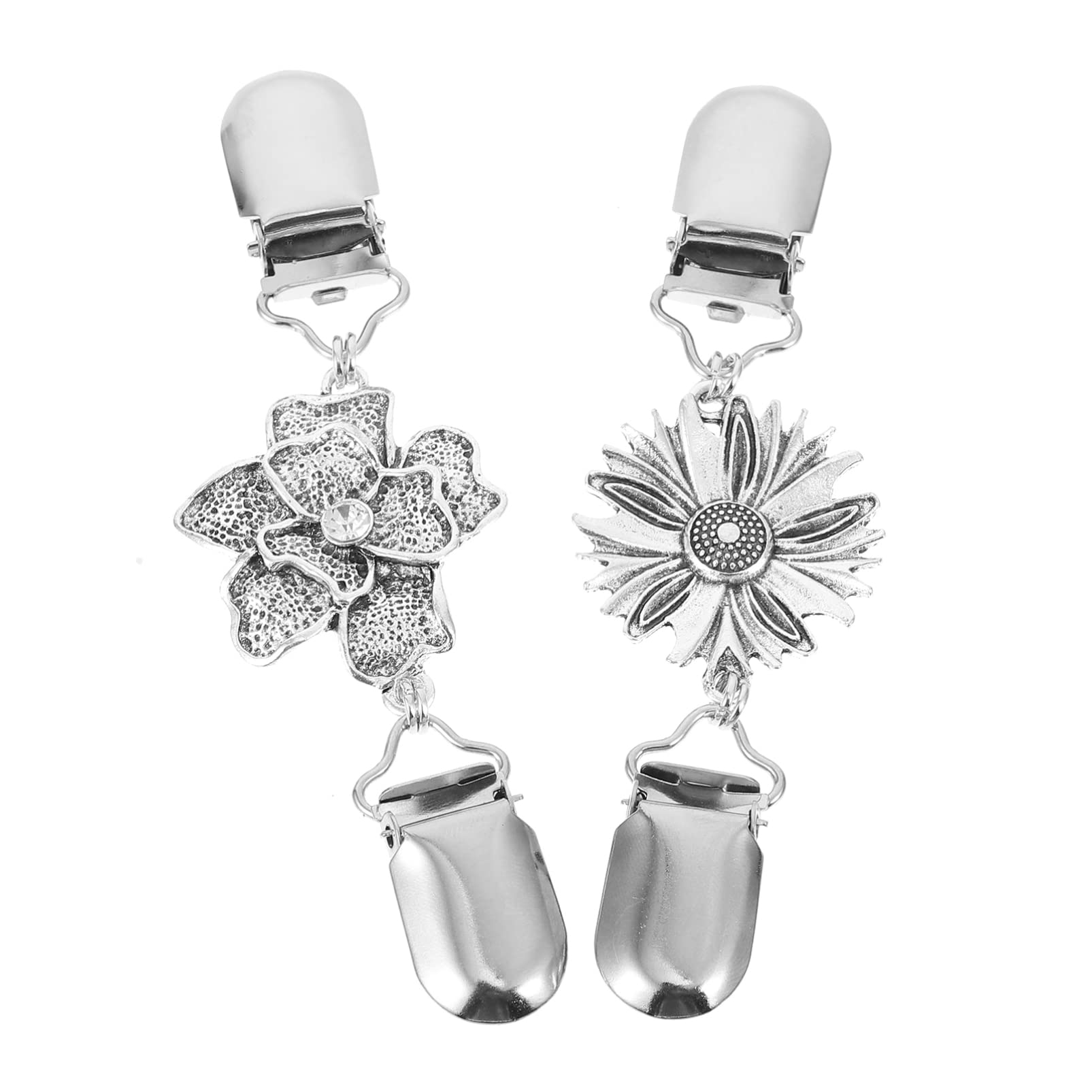 VICASKY Vintage Women's Sweater Shawl Clips - 2pcs Retro Cardigan Collar Clips, Floral Brooch Pins for Dresses & Blouses | Perfect for Office, Party & Casual Outfits