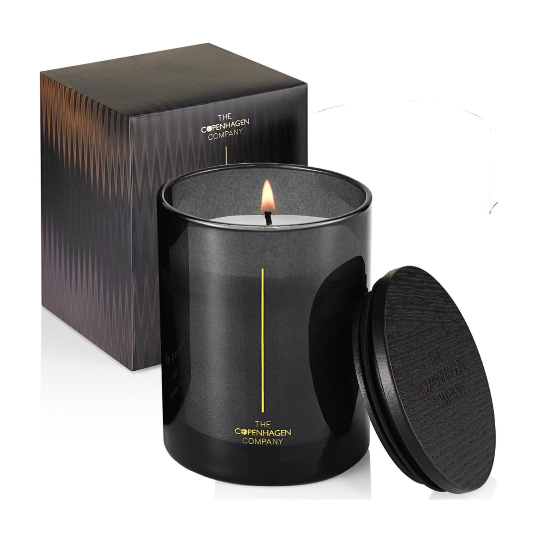Premium Soy Wax Scented Candle Gift Set for Women - Cherry Cedarwood & Oud Fragrance | 45+ Hours Long Burn Time | Handmade Luxury Home Decor for Relaxation, Spa, Romantic Dinner & Bedroom Ambience | The Copenhagen Company (7oz)