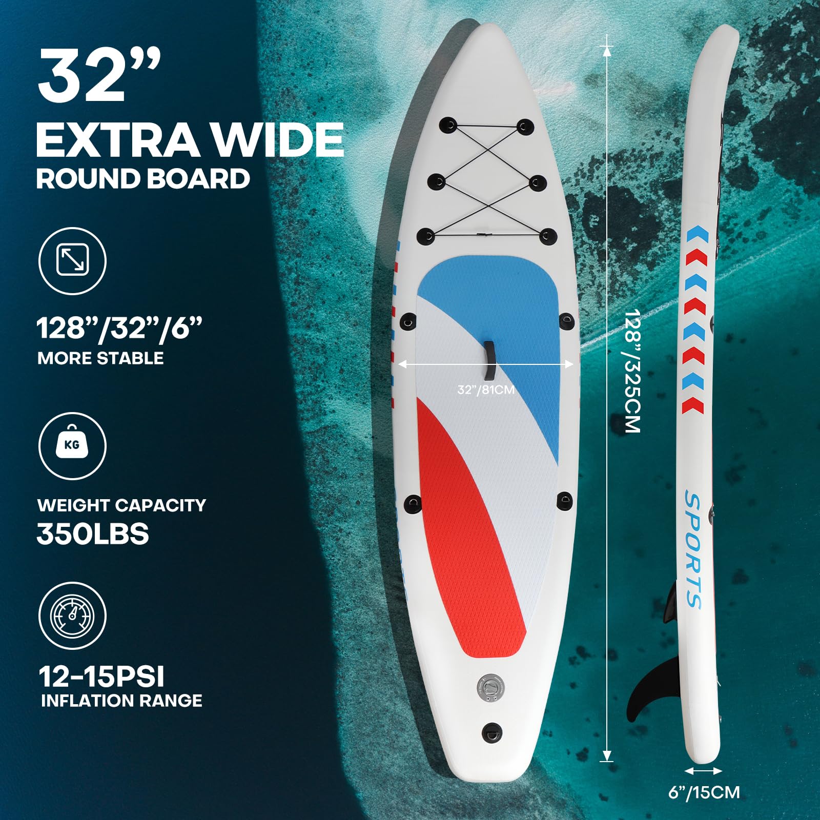 Inflatable Stand Up Paddle Board SUP with Accessories - Lightweight Adjustable Paddle, Non-Slip Deck - Complete Surf Kit for Adults & Youth - Perfect for Lakes, Rivers & Ocean Recreation