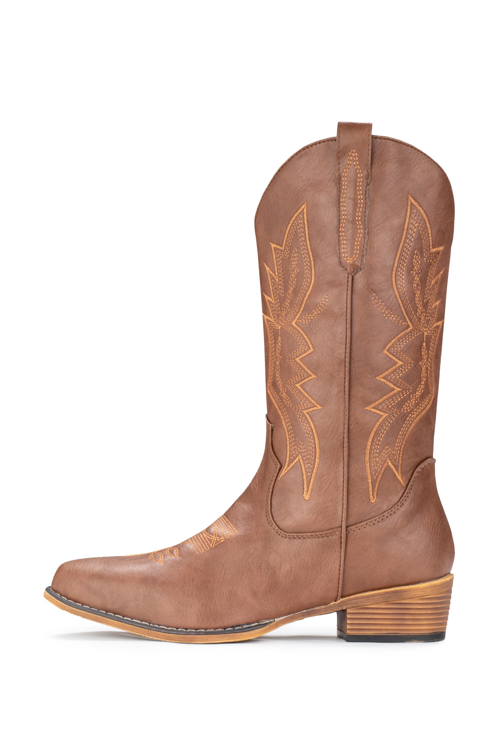 IUV Women's Western Cowboy Boots - Stylish Cowgirl Boots with Pointed Toe & Mid-Calf Height - Perfect for Country Dancing, Rodeos, and Casual Wear