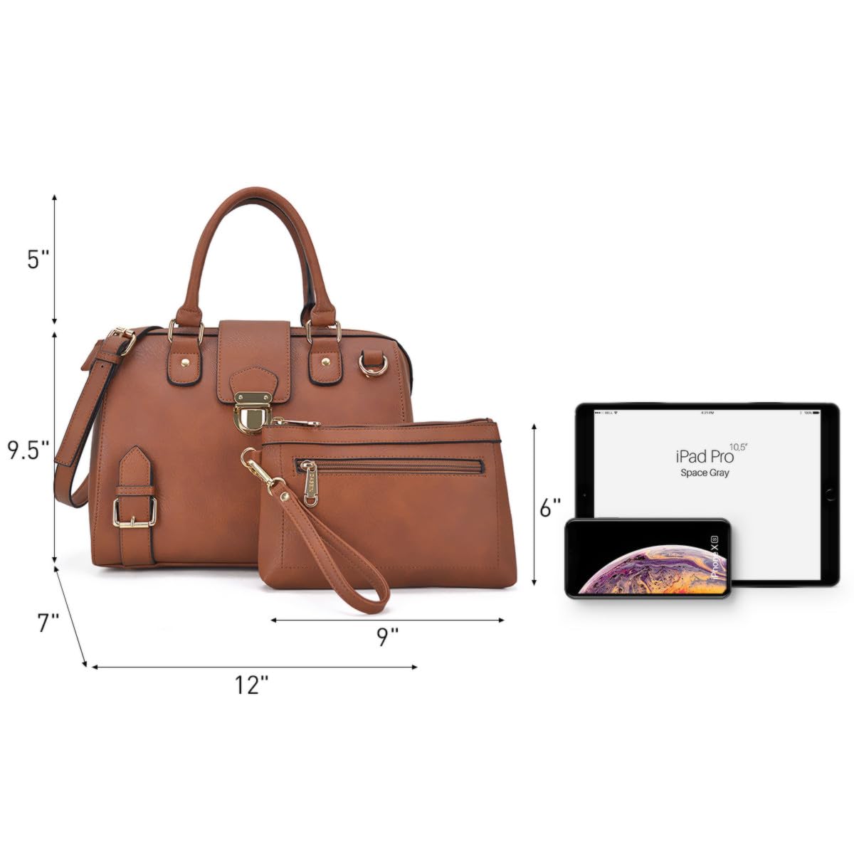 Vegan Leather Women's Barrel Handbag - Fashionable Satchel Top Handle Shoulder Purse for Work & Office | Dasein Tote Bag for Professional Women, Daily Commute & Business Meetings