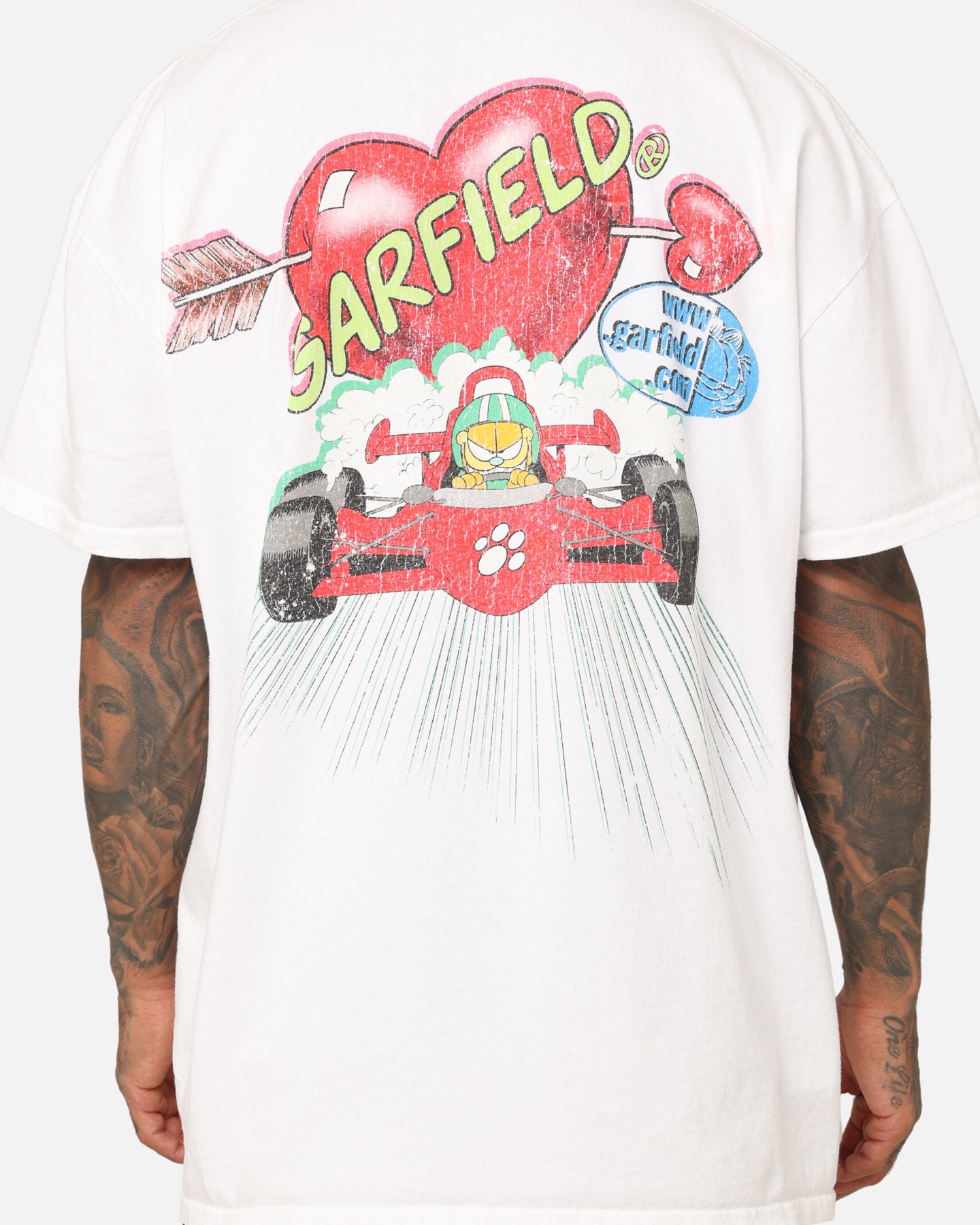 Vintage Garfield Graphic Heavyweight T-Shirt - White | Retro Cartoon Tee for Men & Women | Perfect for Casual Wear, Cosplay & Pop Culture Fans