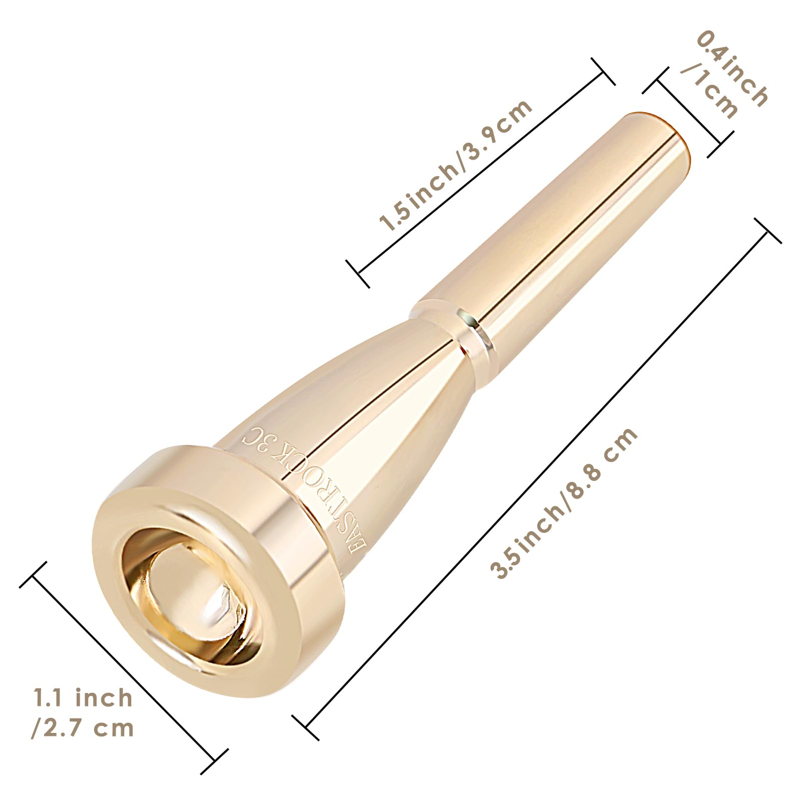EASTROCK 3C Gold Trumpet Mouthpiece - for Brass Instruments & Performances