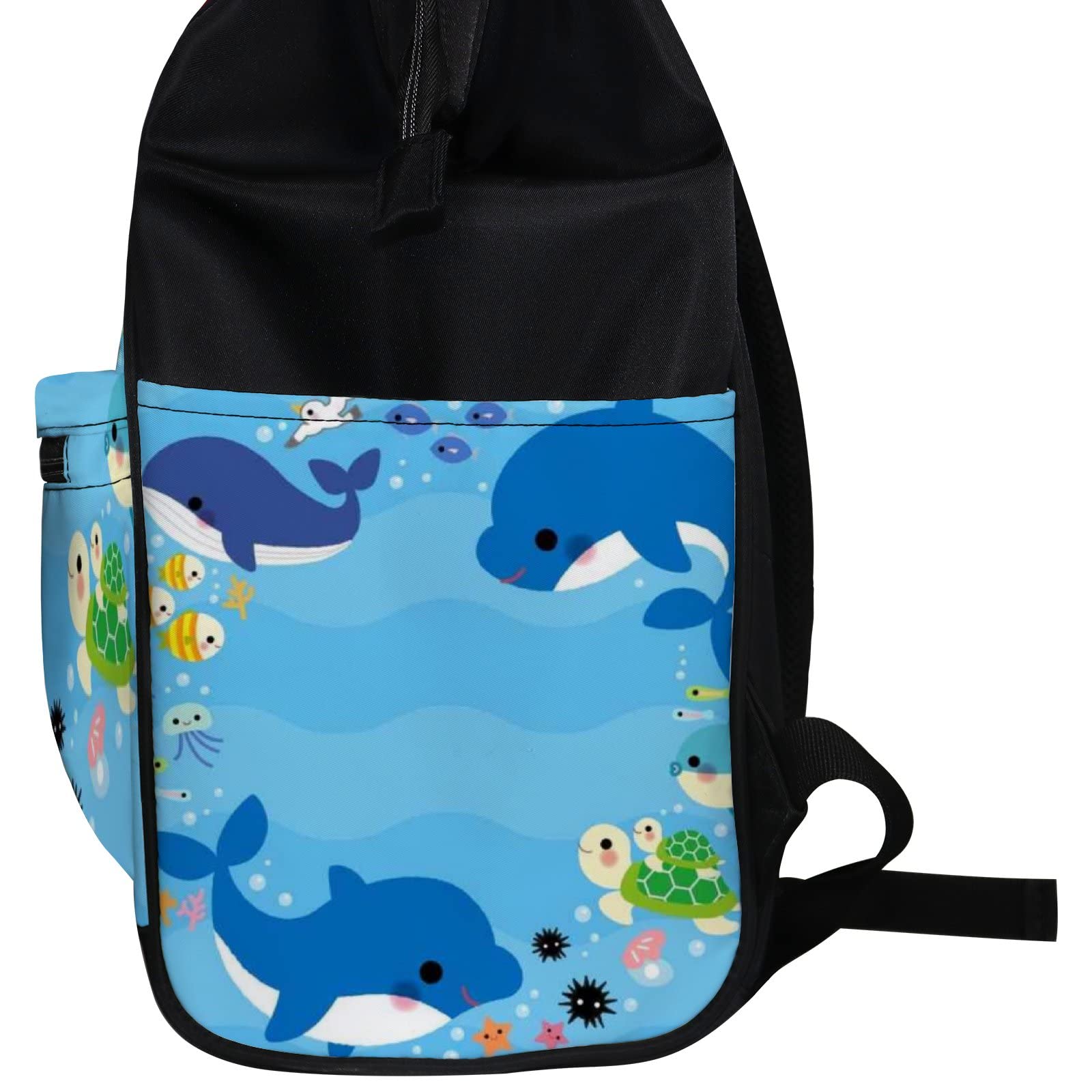 Waterproof Kawaii Whale & Dolphin Diaper Backpack - Large Capacity Baby Nappy Changing Bag with Laptop Compartment | Stylish Unisex Travel Backpack for Parents | Perfect for Daycare, Beach Trips & Family Outings