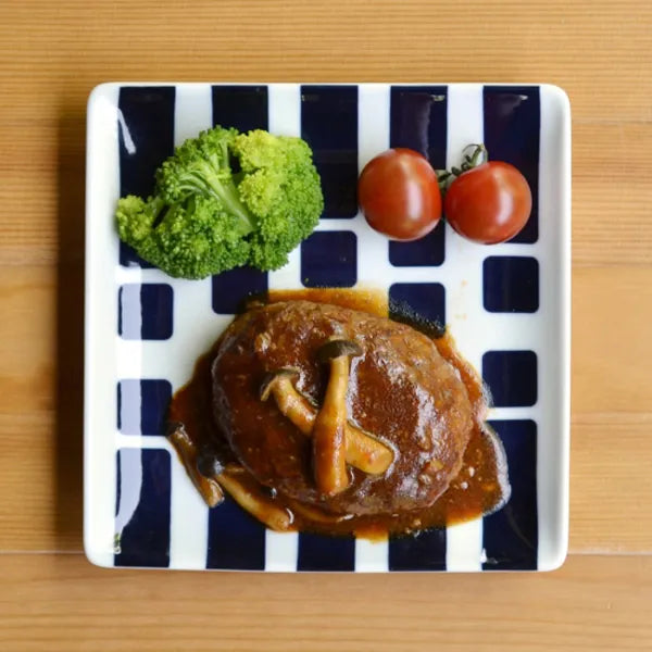Premium Japanese Hasami Yaki Square Plate Set - 7-Piece Ceramic Dinnerware with Various Traditional Patterns | Elegant Table Setting for Dining, Entertaining & Home Decor