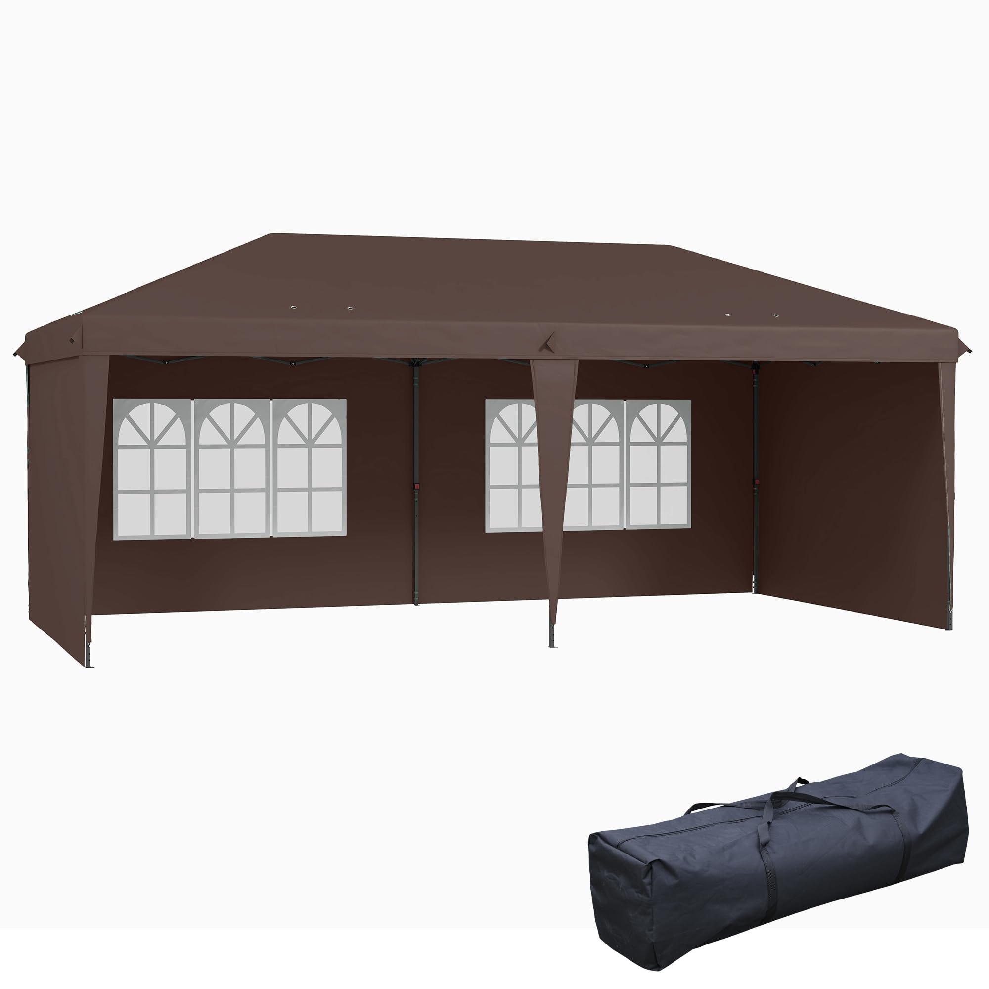 Outsunny 10' x 20' Heavy Duty Pop Up Canopy Tent with 4 Removable Sidewalls - Instant Outdoor Gazebo for Parties, Events, Backyard, Garden & Patio - Includes Carrying Bag for Easy Transport & Storage | Perfect for BBQs, Weddings, Camping & Outdoor Markets