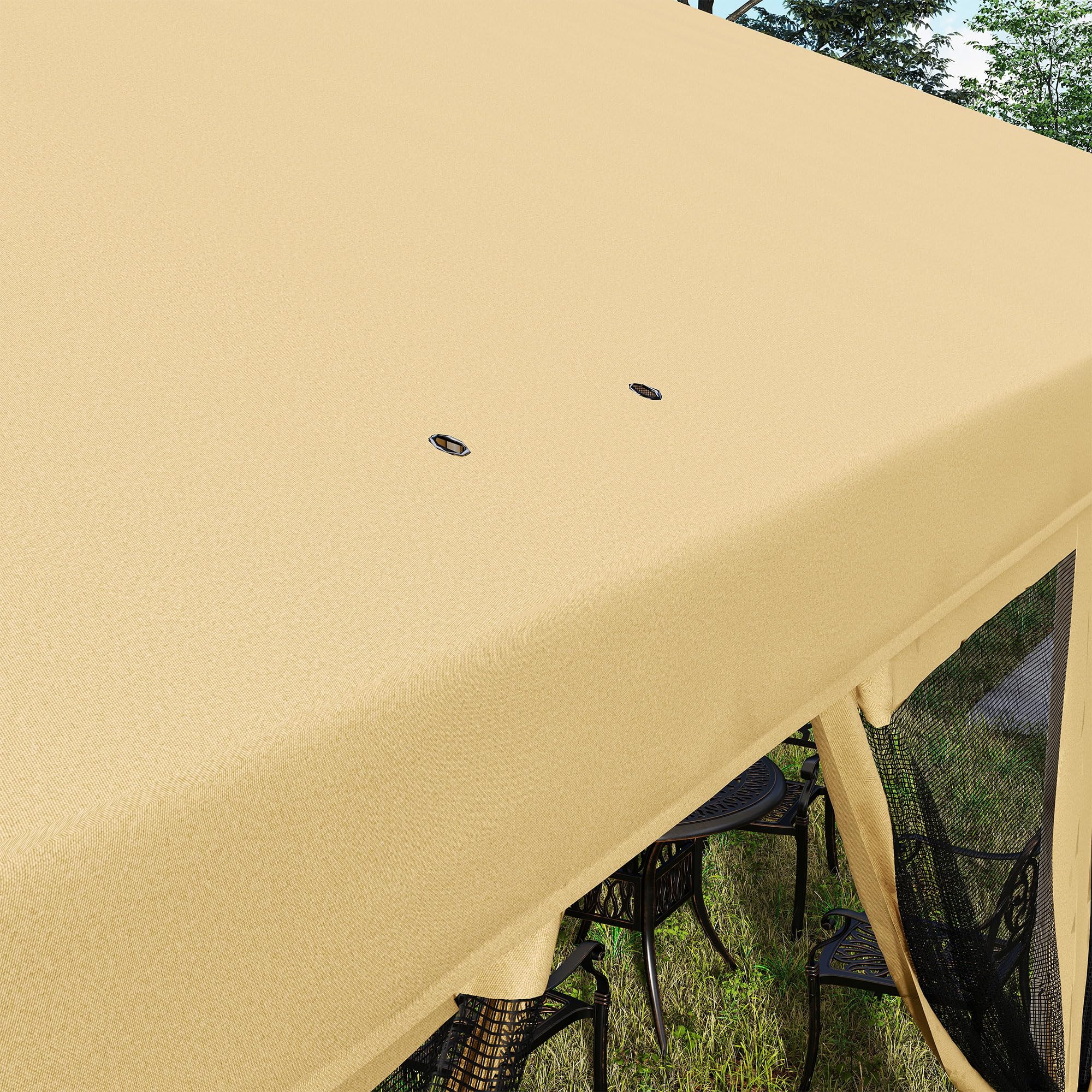 Outsunny 10' x 20' Heavy Duty Pop Up Canopy Tent with Netting - Instant Sun Shelter for Outdoor Parties, Camping, Beach & Backyard - Includes Carry Bag (Beige)