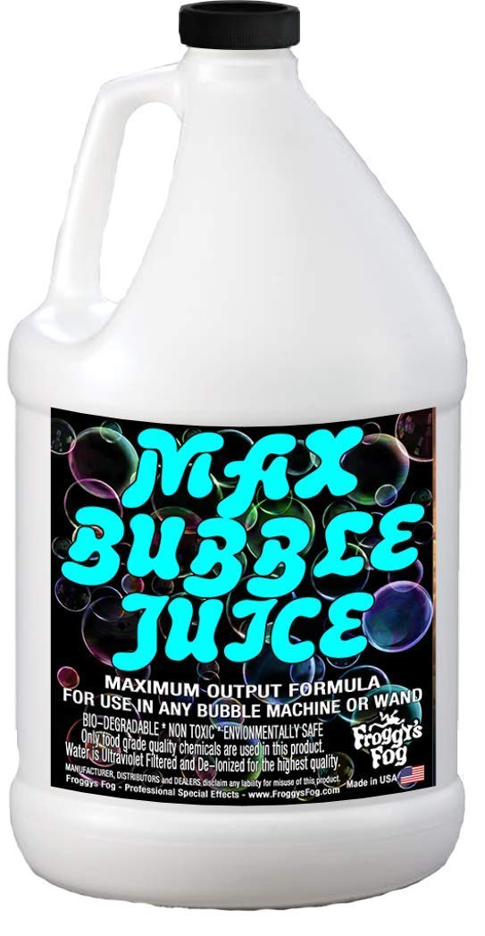 Froggy's Fog MAX Bubble Juice - Super Strong & Long-Lasting Bubble Solution for Bubble Machines, Bubblers & Wands (1 Gallon) - Creates 10X More Bubbles - Perfect for Parties, Events & Outdoor Play