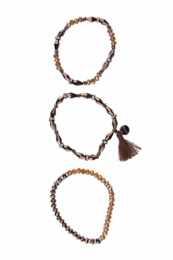 Elegant Crystal Beaded Tassel Bracelet Set for Women - Boho Chic Handmade Jewelry Gift - Perfect for Parties, Weddings & Everyday Wear
