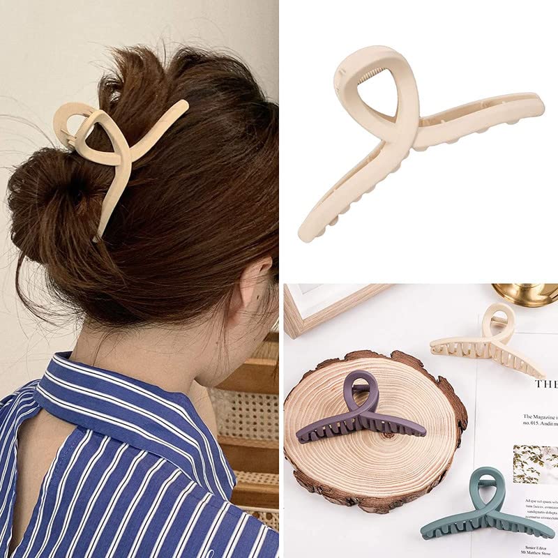 BELICIA 6-Pack Morandi Color Hair Claw Clips - 4.3 Inch Non-Slip Jaw Clamp, Strong Hold Matte Butterfly Hair Clips for Women & Girls - Perfect for Ponytails, Buns & Everyday Hairstyles