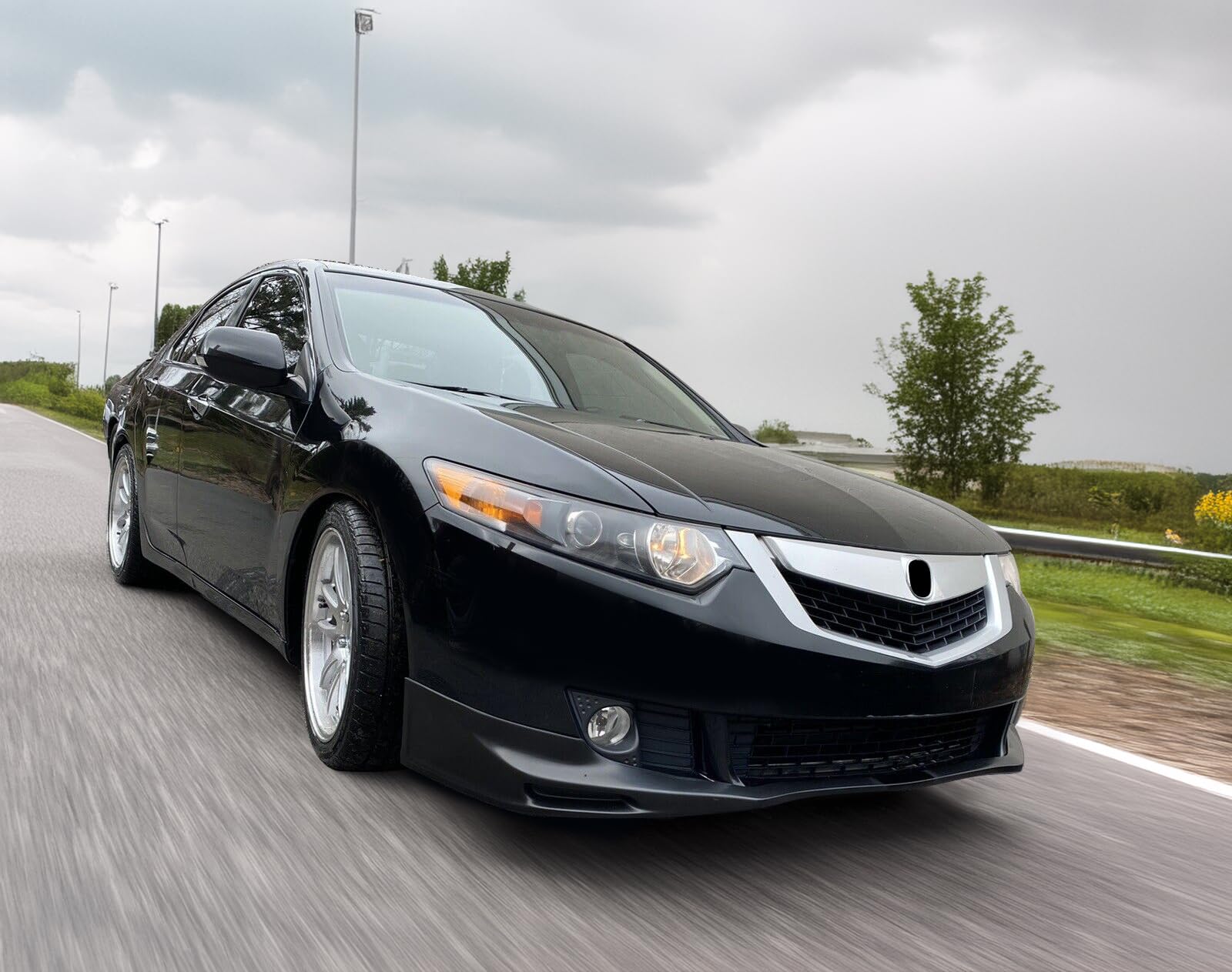 IKON MOTORSPORTS JDM Style PU Black Front Bumper Lip Spoiler Splitter for 2009-2010 Acura TSX - Aggressive Styling & Enhanced Aerodynamics for Street Racing & Car Shows