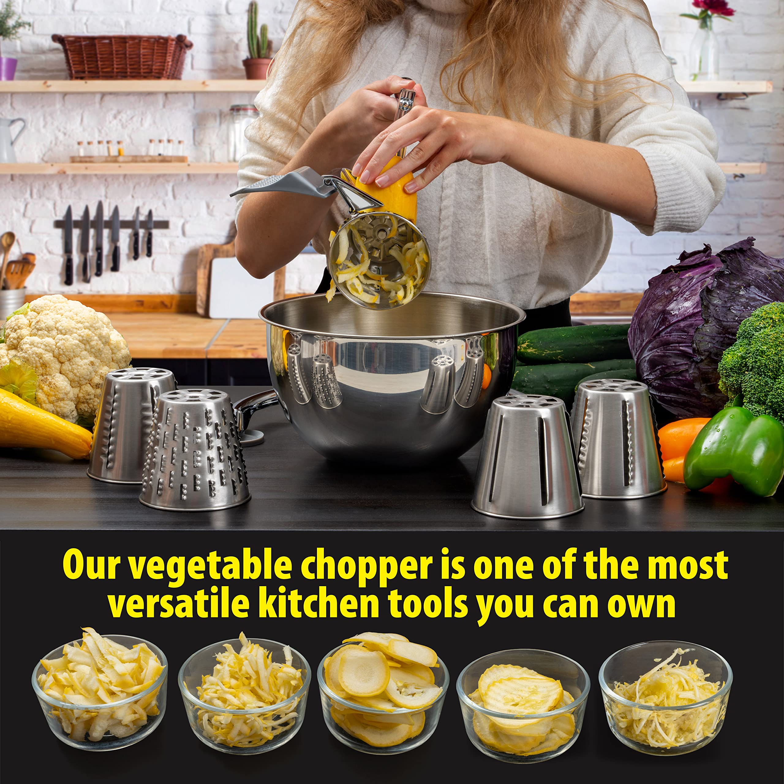 Maxam 5 Quart Vegetable Chopper & Food Processor with Stainless Steel Blades - Perfect for Meal Prep, Salad Making & Quick Cooking at Home