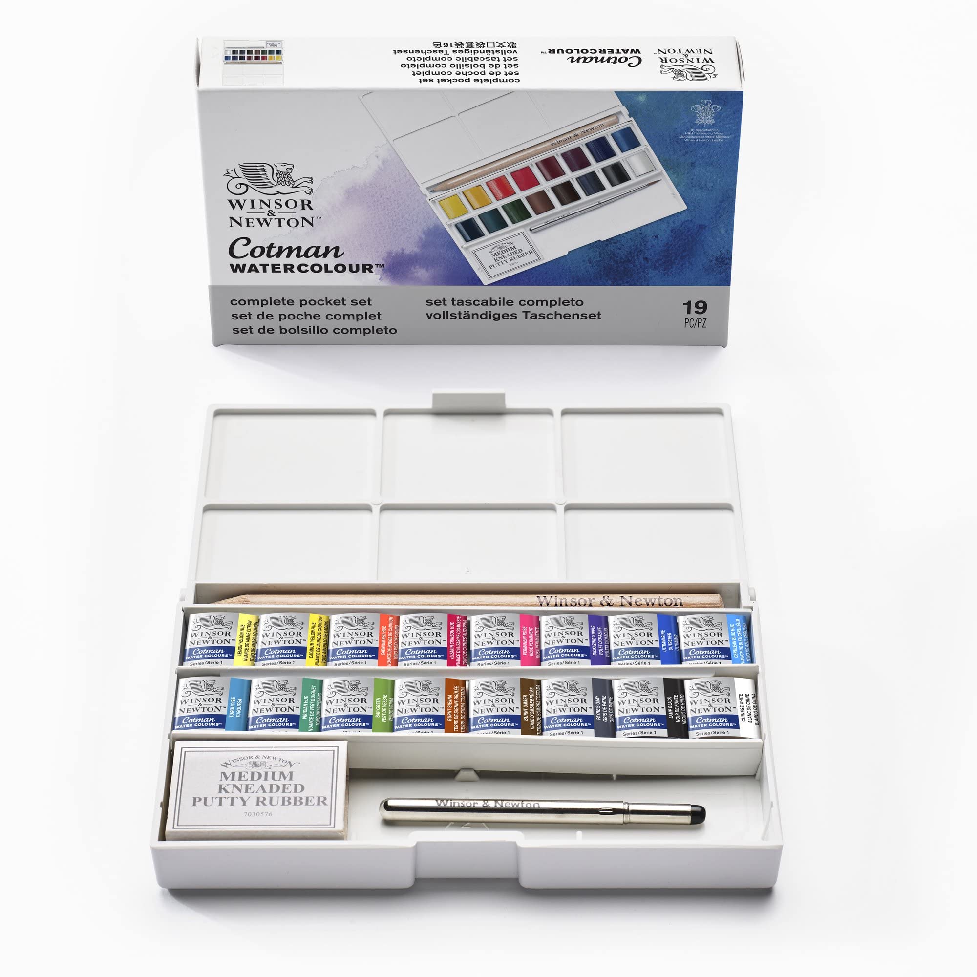 Winsor & Newton Cotman Watercolor Paint Set - 18 Half Pans in Deluxe Sketchers Pocket Box | Professional Watercolor Kit for Artists, Beginners & Travel Painting | Perfect for Outdoor Sketching, Studio Work & Art Classes