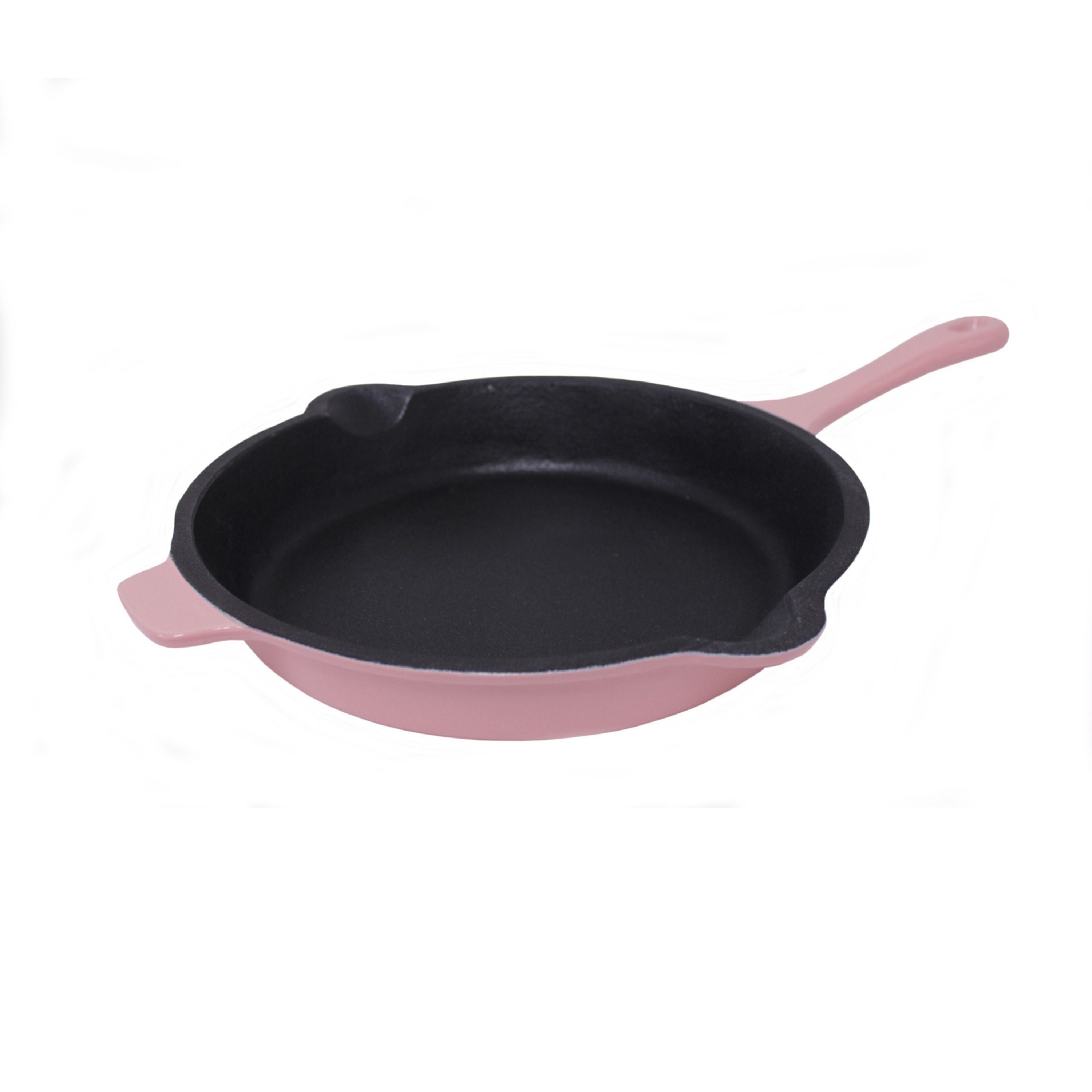 BergHOFF Neo 4-Piece Cast Iron Cookware Set - Grill Pan, Fry Pan & Oval Dutch Oven, Pink | Durable Non-Stick Kitchenware for Grilling, Frying & Braising | Perfect for Home Cooking, Camping & Outdoor BBQ