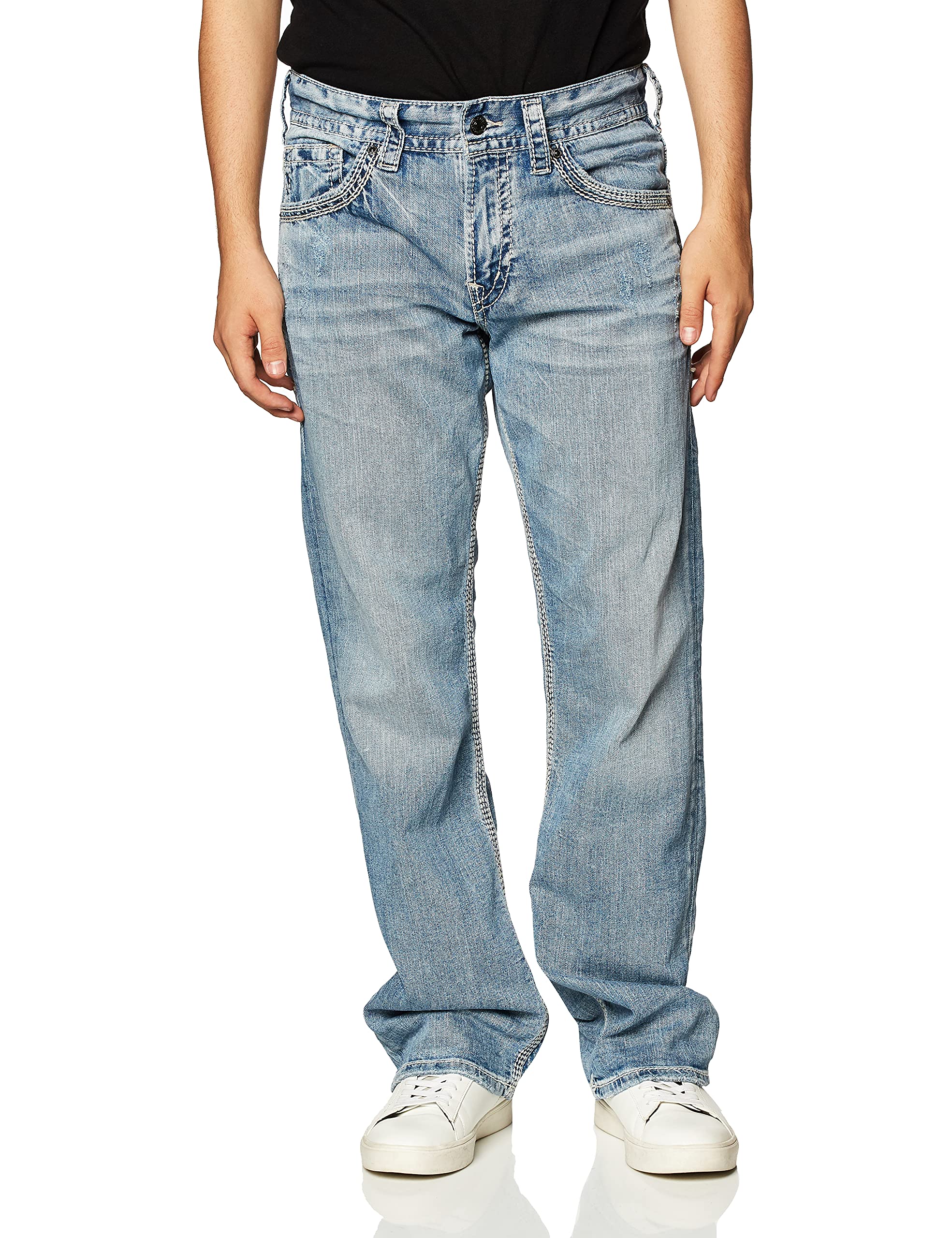 Silver Jeans Co. Men's Gordie Loose Fit Straight Leg Denim Jeans - Comfortable Casual Wear for Everyday Outfits & Weekend Style