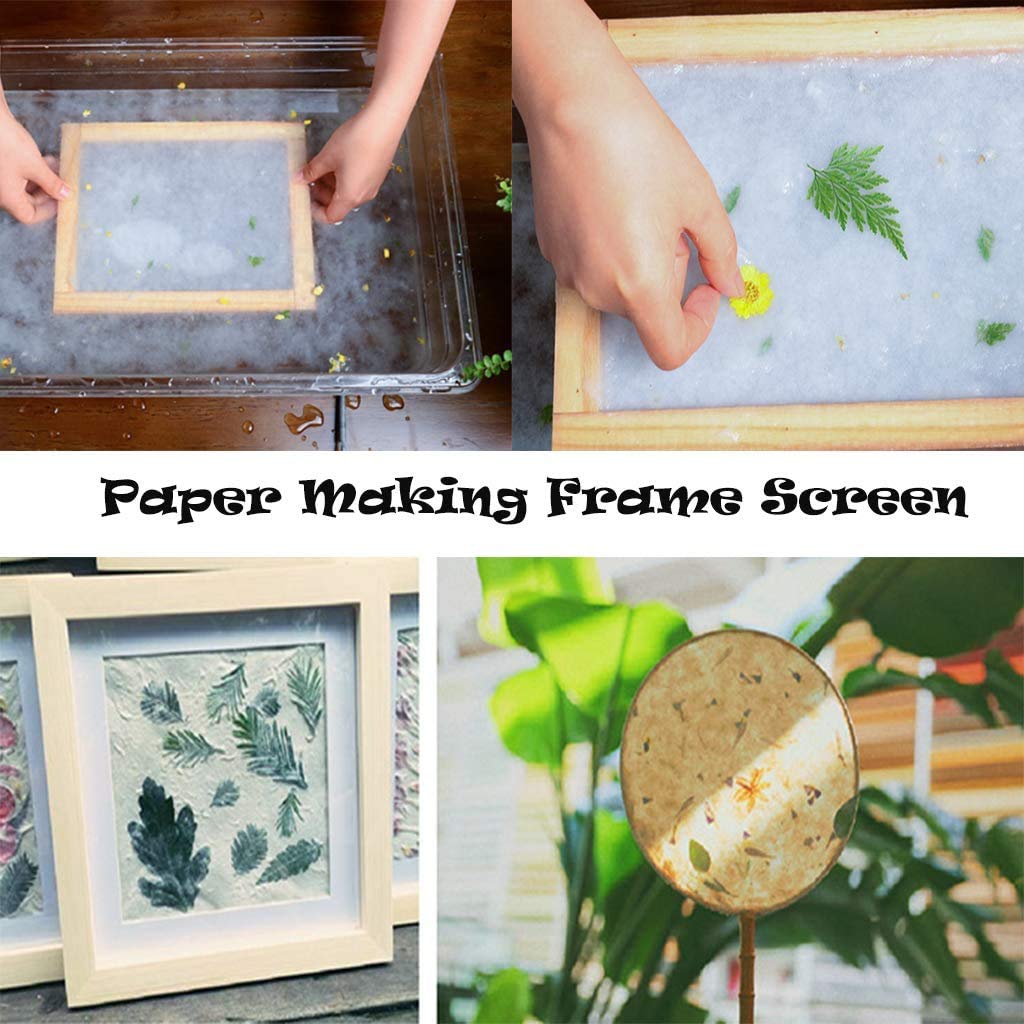 3Pcs Wooden Paper Making Mould Frame Kit with Screen Mesh - DIY Handmade Paper Craft Tool for Scrapbooking, Card Making & Art Projects