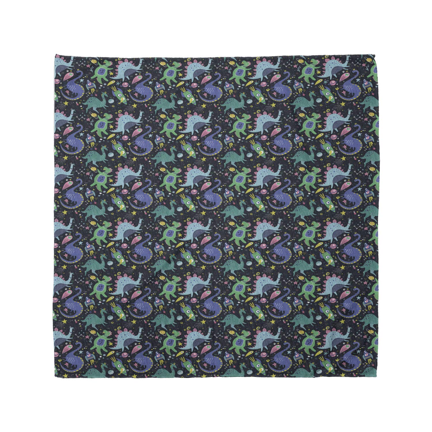 Ambesonne Dragon Bandana - Space Themed Dinosaur & Planets Print - Unisex Head Scarf & Neck Tie for Cosplay, Costume Parties & Outdoor Adventures