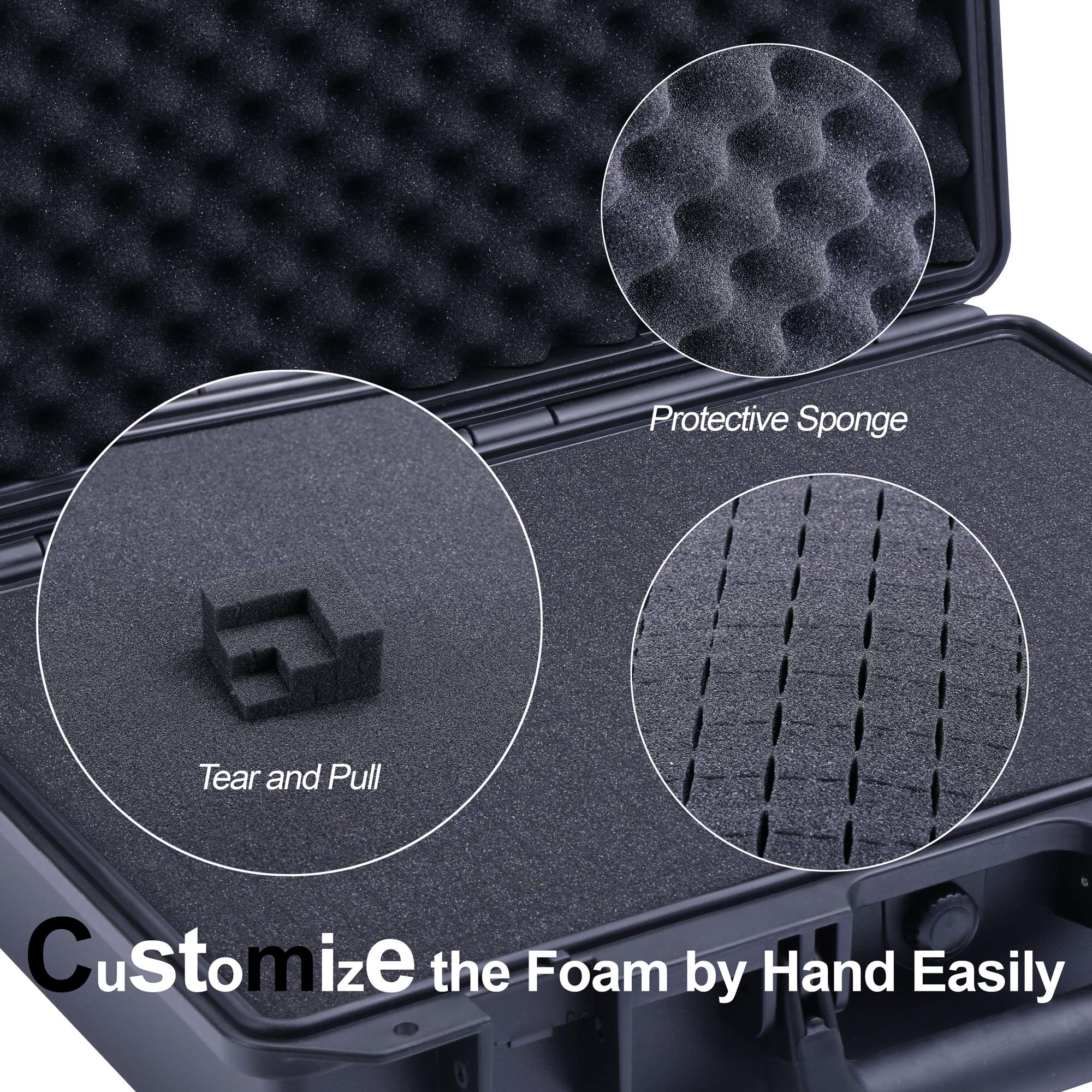 Lykus HC-3810 Waterproof Hard Case with Customizable Foam Insert - 38x28x13.5cm Interior for Camera, Drone, Electronics & Tools - Perfect for Travel, Outdoor Adventures & Equipment Protection