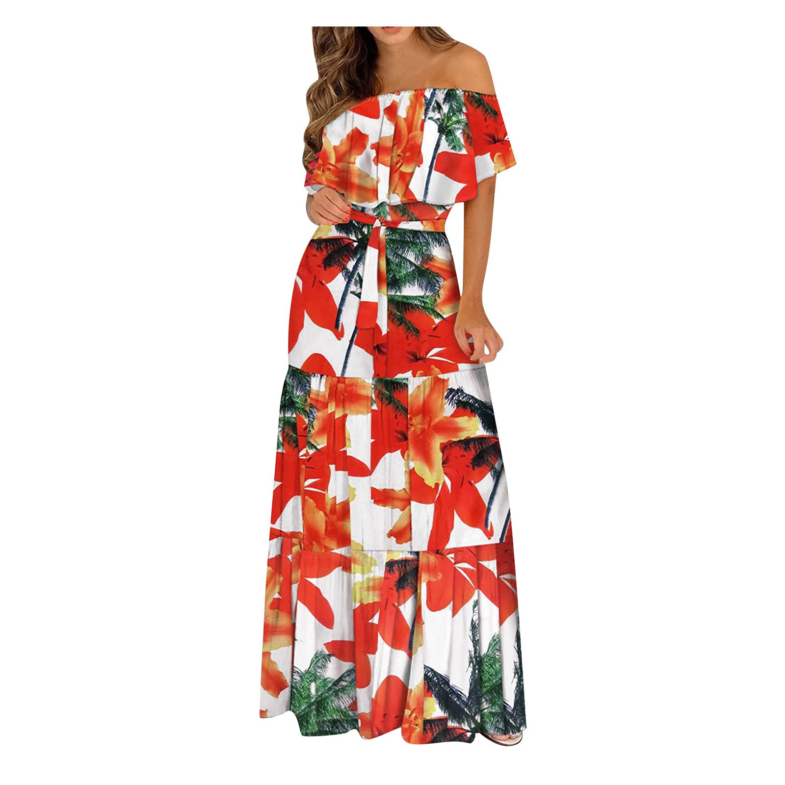 Women's Floral Print Lace Sleeveless Dress with Ruffle Hem - Elegant Summer Casual Dress for Beach, Party & Date Night