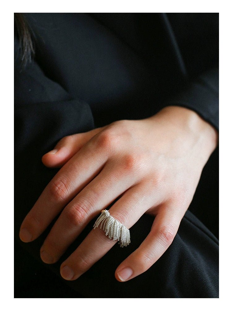 Shining Galaxy Waterfall Tassel Ring - Elegant Bohemian Jewelry for Women, Dainty Stackable Rings for Everyday Wear, Perfect for Parties, Dates & Special Occasions