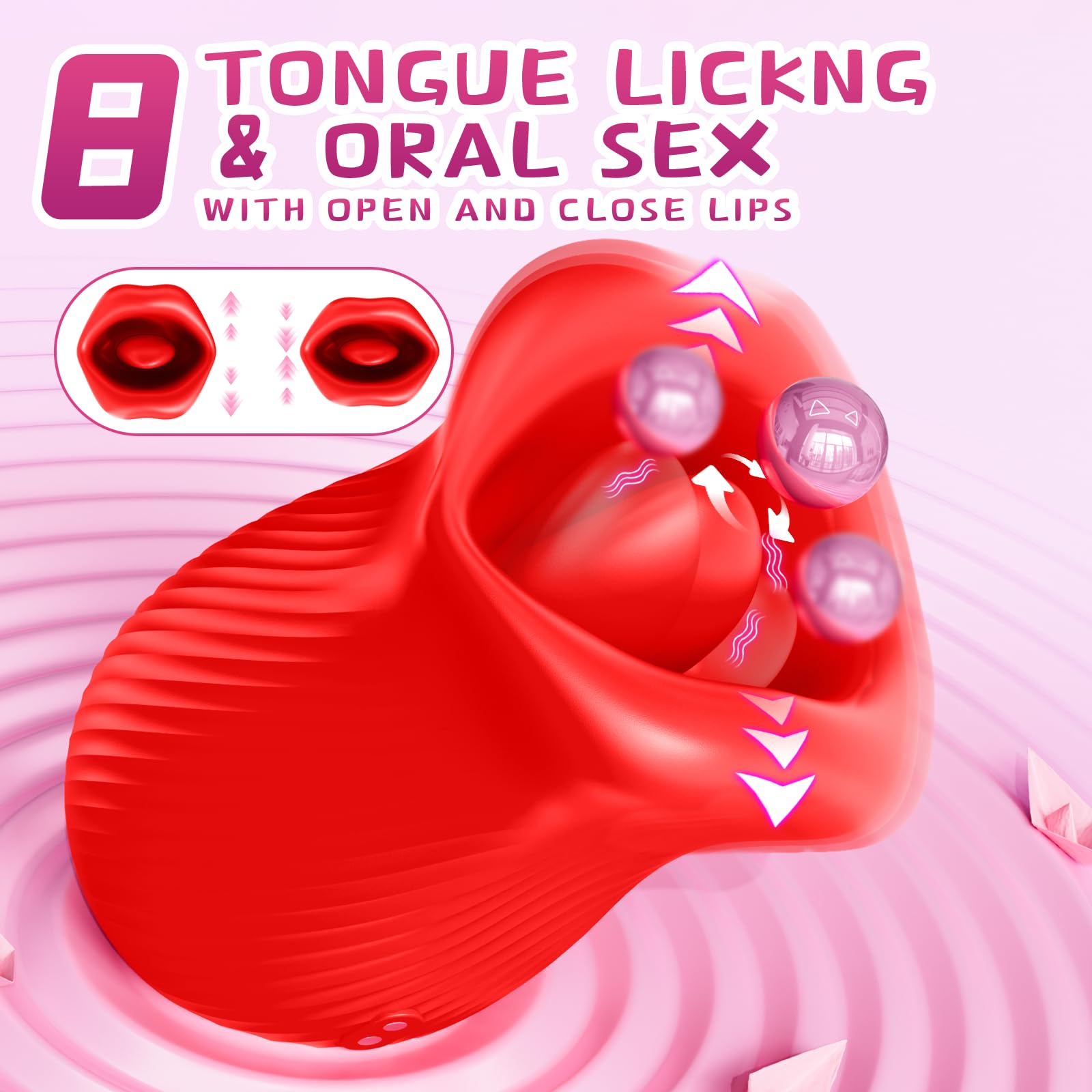 4 in 1 Rose Vibrator for Women - 8 Licking & 10 Vibration Modes Clitoral Stimulator, Sucking Anal Nipple Pleasure Toy for Female Couples | Perfect for Solo Play, Foreplay & Couples Intimacy