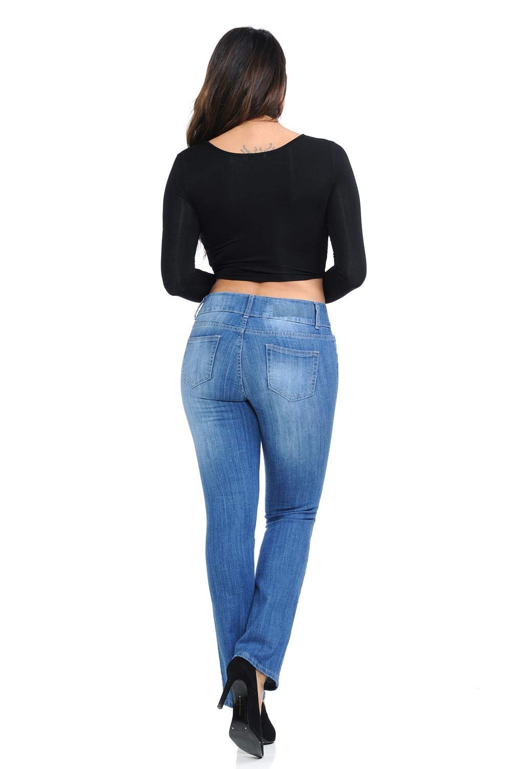 Jack David Women's Plus Size Ripped Destroyed Blue Denim Distressed Stretch Jeans - Comfortable High Waisted Skinny Pants for Casual Wear & Street Style Outfits