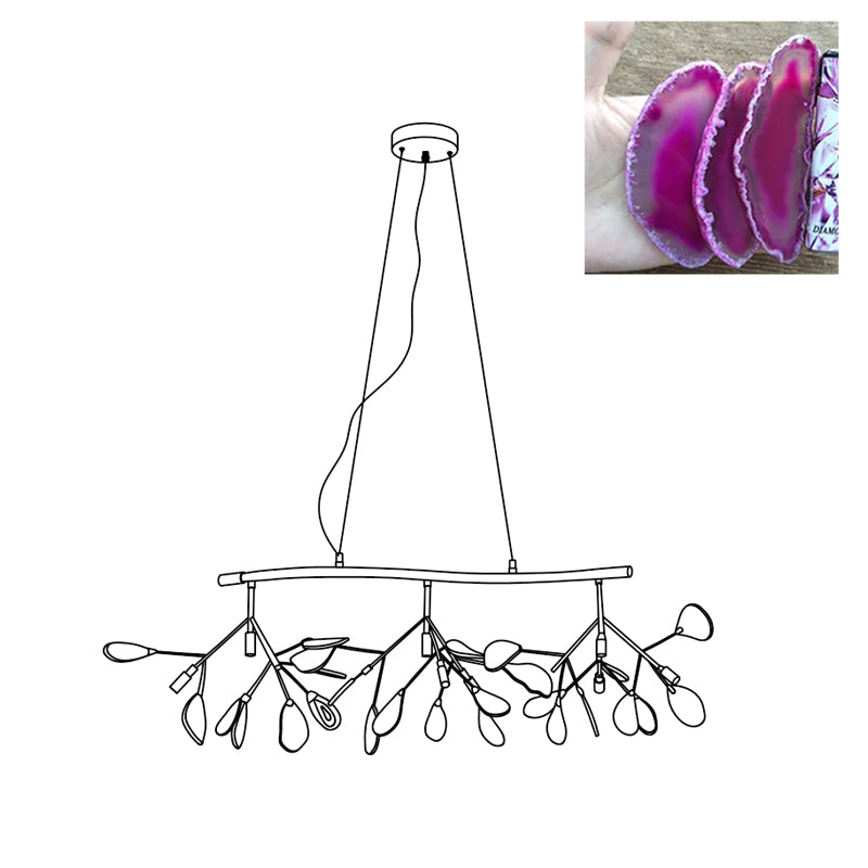 Agate Flake Chandelier - Elegant Natural Stone Crystal Ceiling Light Fixture for Dining Room, Living Room, Bedroom Decor | Modern Luxury Home Lighting