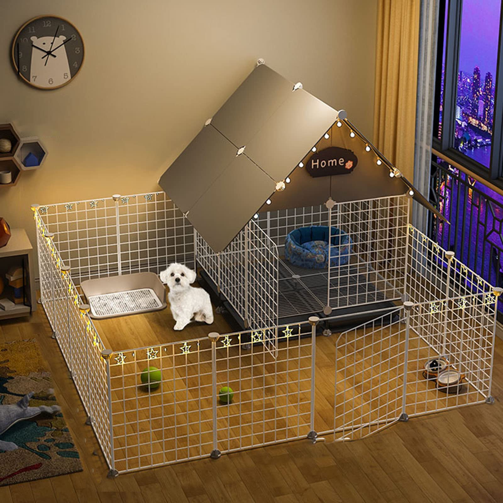 Durable Metal Wire Cat Playpen - Indoor & Outdoor Pet Enclosure for Cats, Rabbits, Guinea Pigs & Small Animals | Perfect for Playtime, Training & Safe Outdoor Adventures