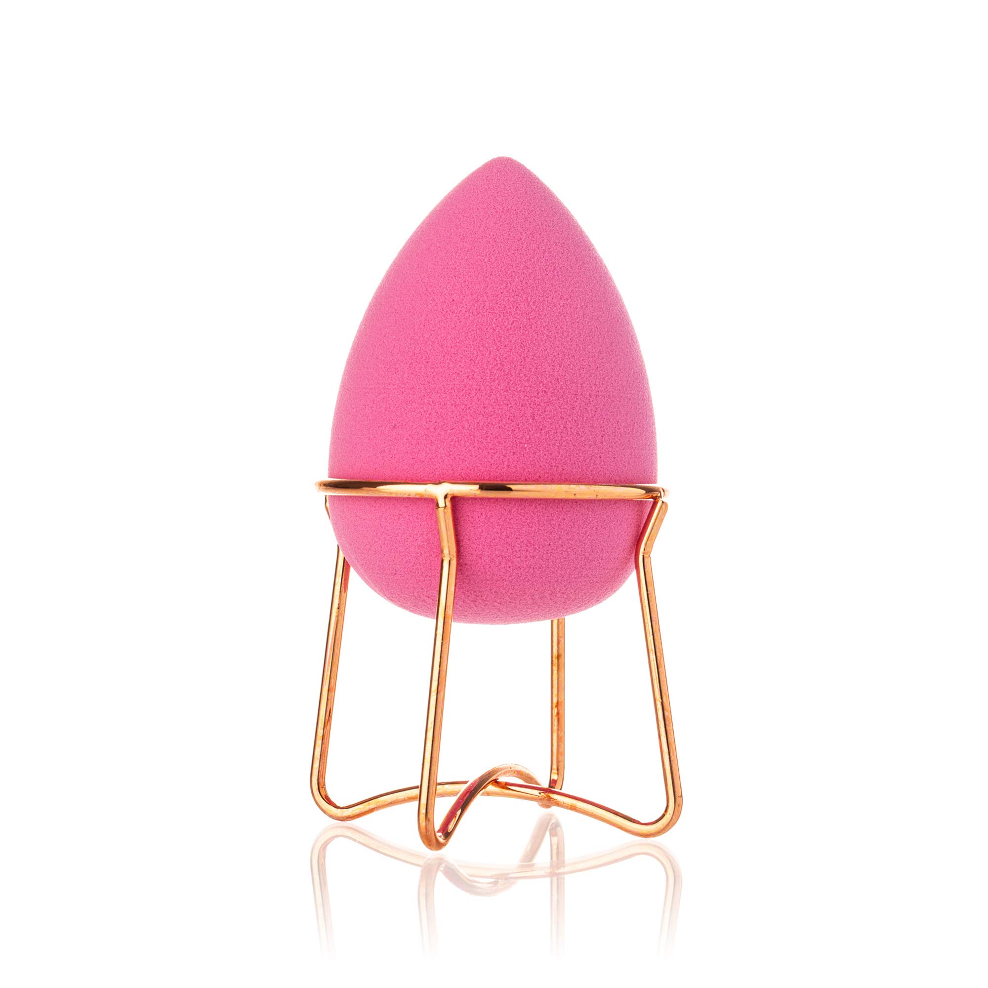 Almost Famous Professional Beauty Sponge Makeup Blender - Flawless Foundation & Concealer Blending Sponge with Rose Gold Holder (Pink) | Ideal for Liquid, Cream & Powder Makeup Application