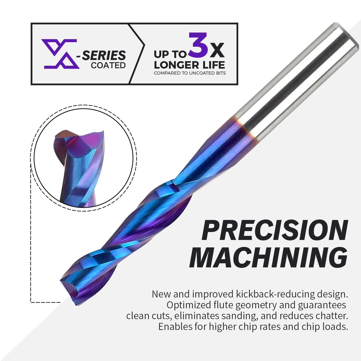 1/4 Inch Shank Upcut Spiral Router Bit - Nano Coated Solid Carbide Straight CNC End Mill for Woodworking - 1/4