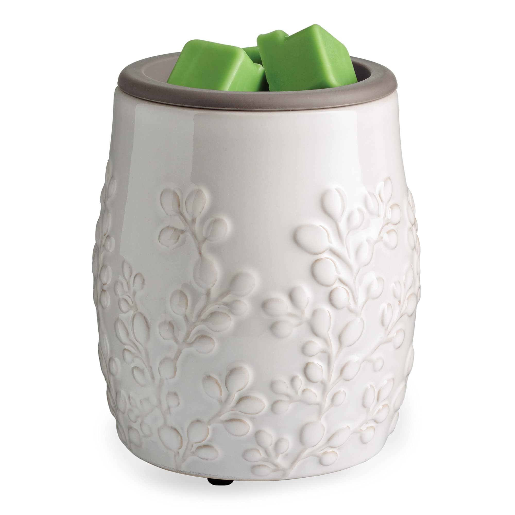 White Willow Farmhouse Ceramic Wax Warmer with Silicone Dish - Electric Candle Warmer for Scented Wax Melts, Cubes & Tarts | Perfect for Home Aromatherapy, Relaxation & Cozy Farmhouse Decor