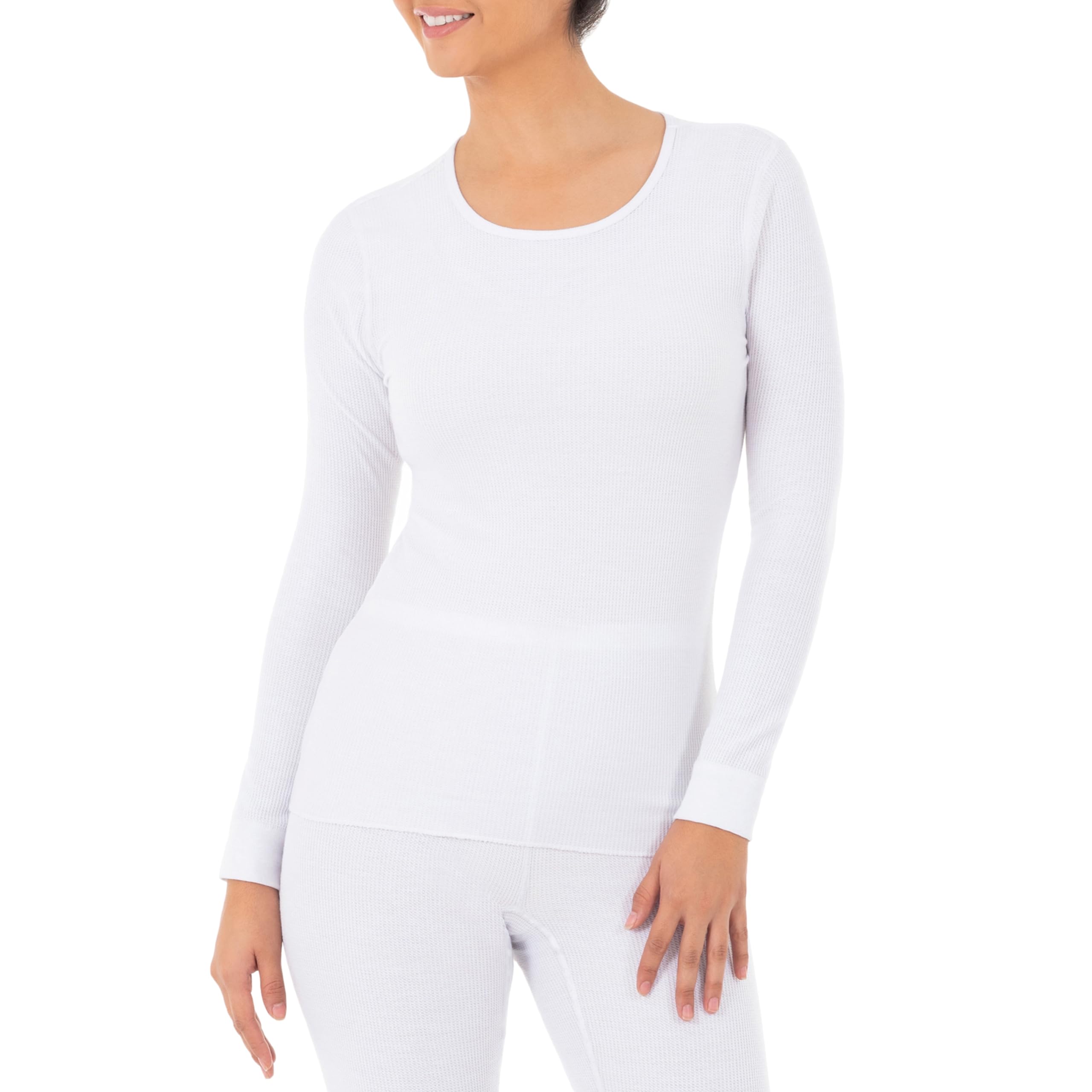 Fruit of the Loom Women's Micro Waffle Premium Thermal Underwear Tee Shirt - Soft Warm Base Layer for Winter, Cold Weather & Outdoor Activities